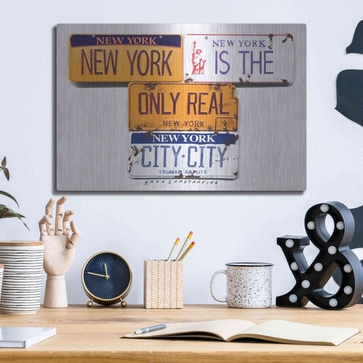 Luxe Metal Art 'Capote City City' by Gregory Constantine, Metal Wall Art,16x12