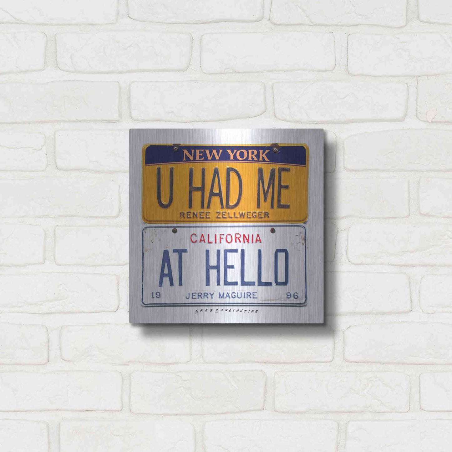 Luxe Metal Art 'Zellweger Hello' by Gregory Constantine, Metal Wall Art,12x12