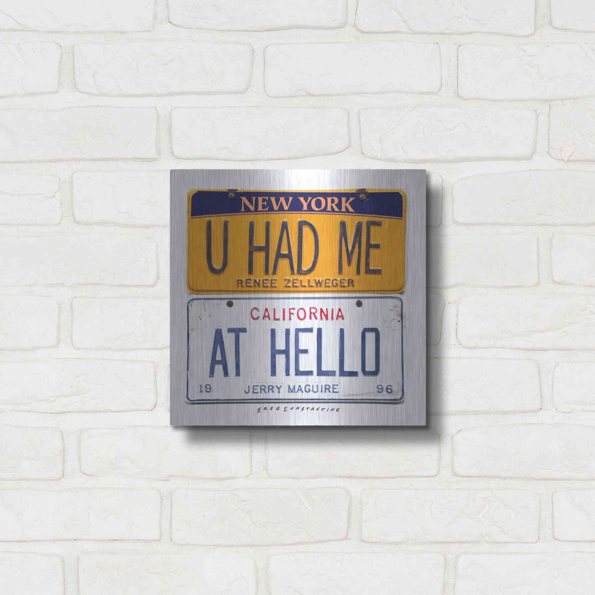 Luxe Metal Art 'Zellweger Hello' by Gregory Constantine, Metal Wall Art,12x12