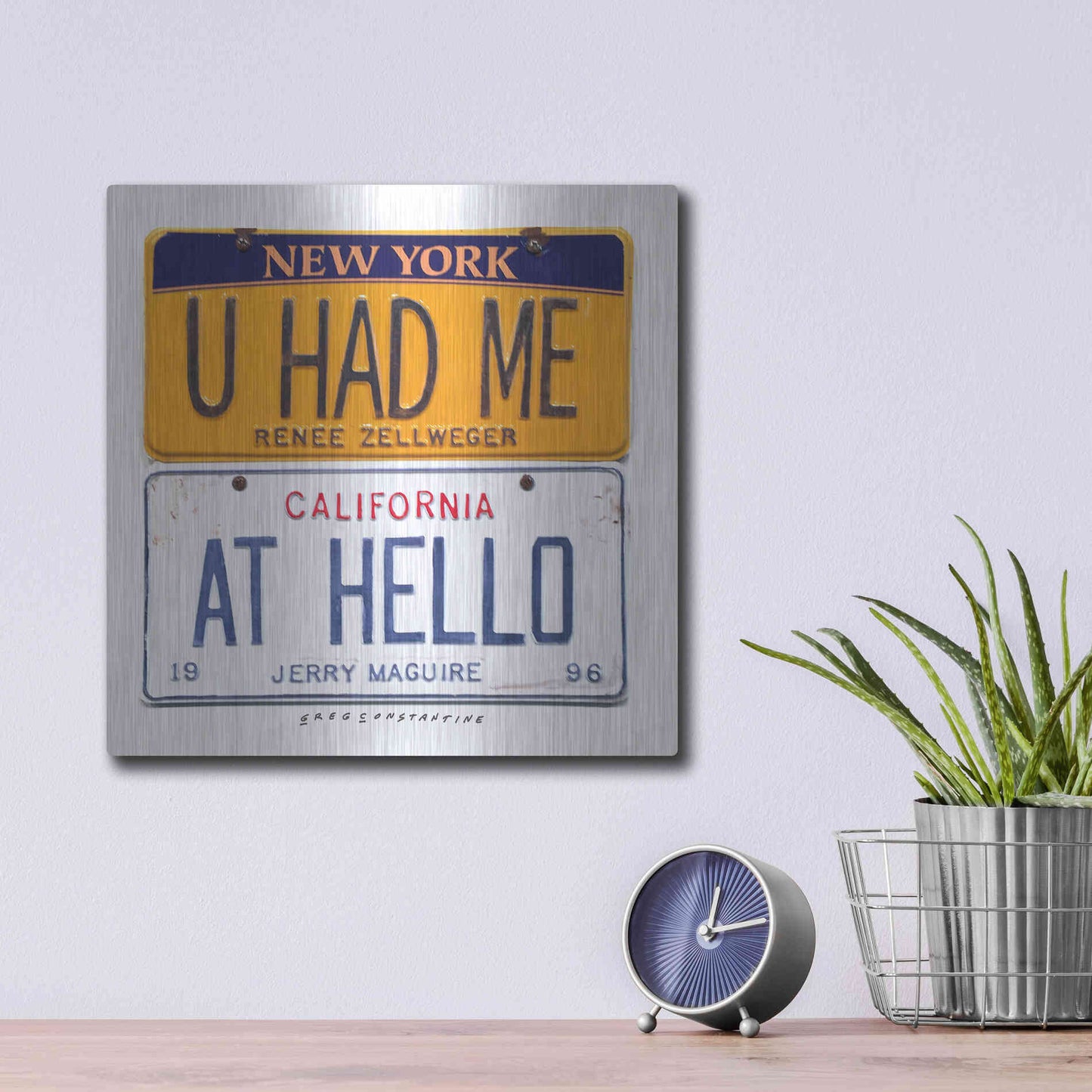 Luxe Metal Art 'Zellweger Hello' by Gregory Constantine, Metal Wall Art,12x12