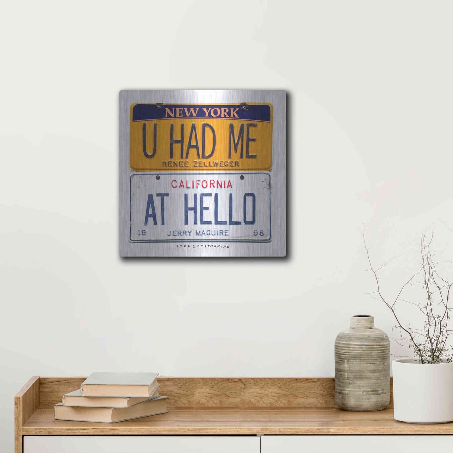 Luxe Metal Art 'Zellweger Hello' by Gregory Constantine, Metal Wall Art,12x12