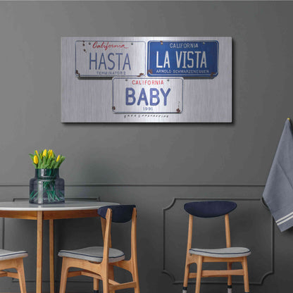 Luxe Metal Art 'Schwarzenneger Hasta La Vista' by Gregory Constantine, Metal Wall Art,48x24
