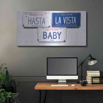 Luxe Metal Art 'Schwarzenneger Hasta La Vista' by Gregory Constantine, Metal Wall Art,48x24