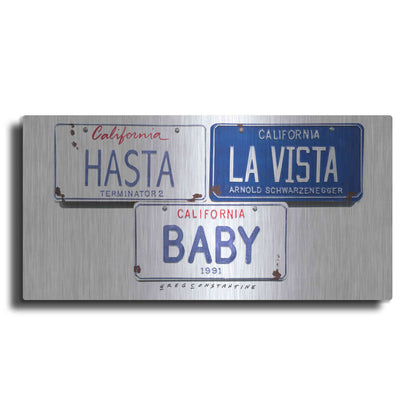 Luxe Metal Art 'Schwarzenneger Hasta La Vista' by Gregory Constantine, Metal Wall Art