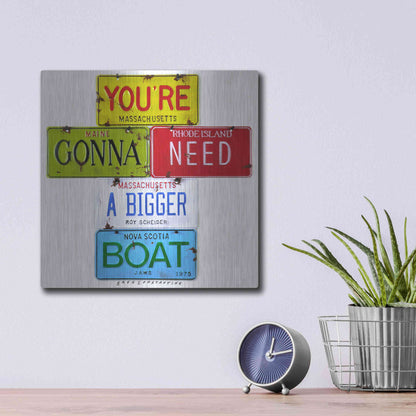 Luxe Metal Art 'Scheider Bigger Boat' by Gregory Constantine, Metal Wall Art,12x12