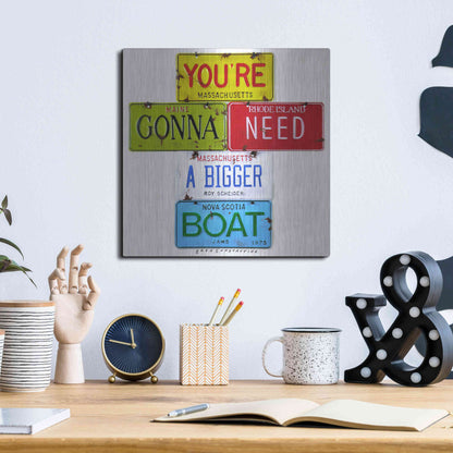 Luxe Metal Art 'Scheider Bigger Boat' by Gregory Constantine, Metal Wall Art,12x12