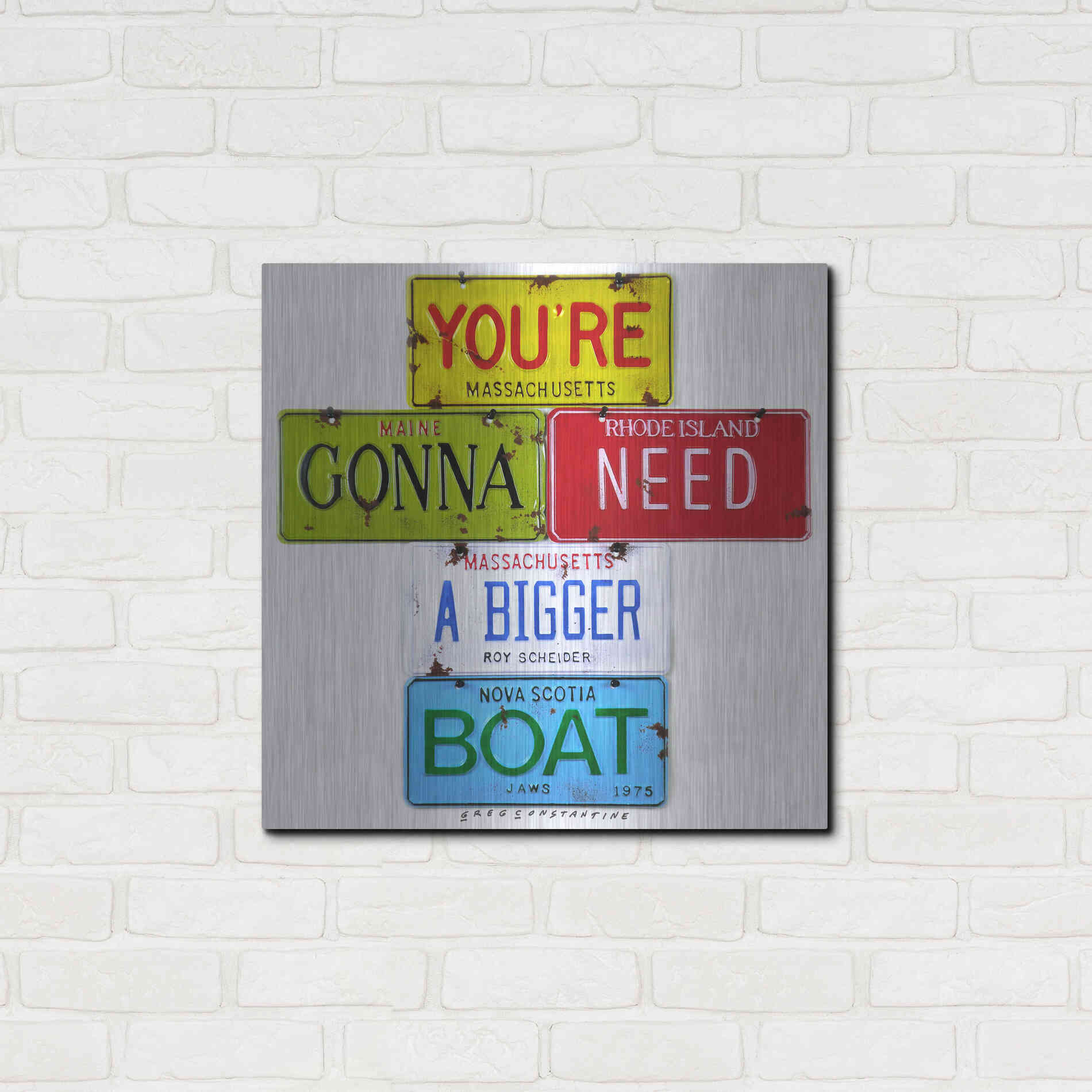 Luxe Metal Art 'Scheider Bigger Boat' by Gregory Constantine, Metal Wall Art,24x24