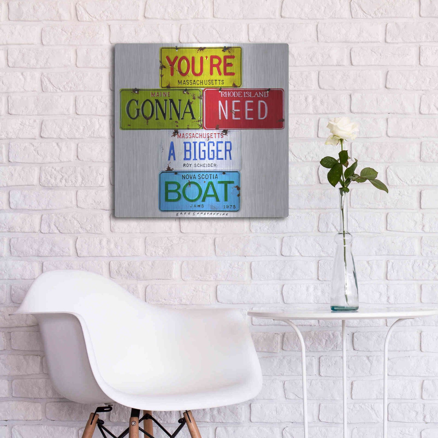 Luxe Metal Art 'Scheider Bigger Boat' by Gregory Constantine, Metal Wall Art,24x24