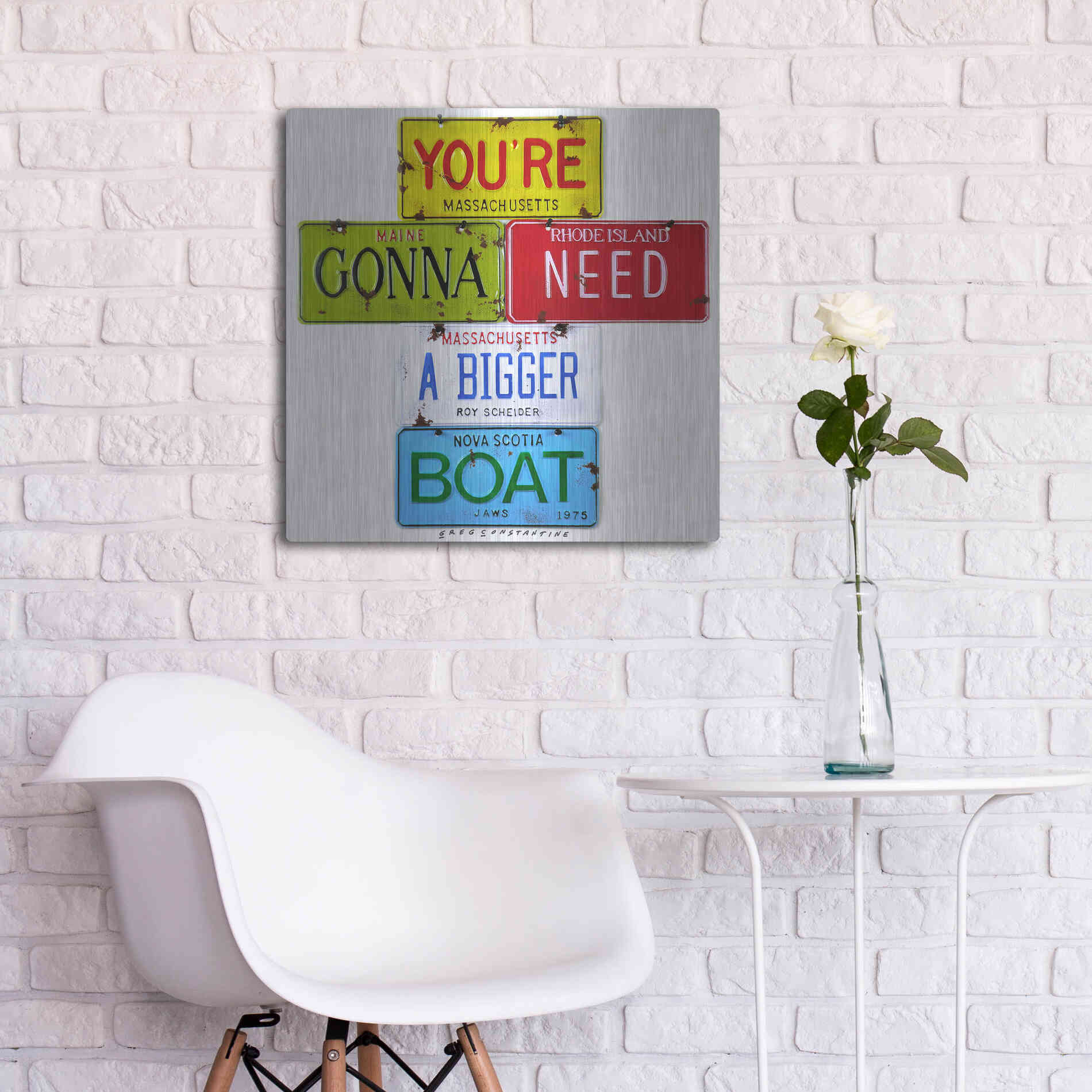 Luxe Metal Art 'Scheider Bigger Boat' by Gregory Constantine, Metal Wall Art,24x24