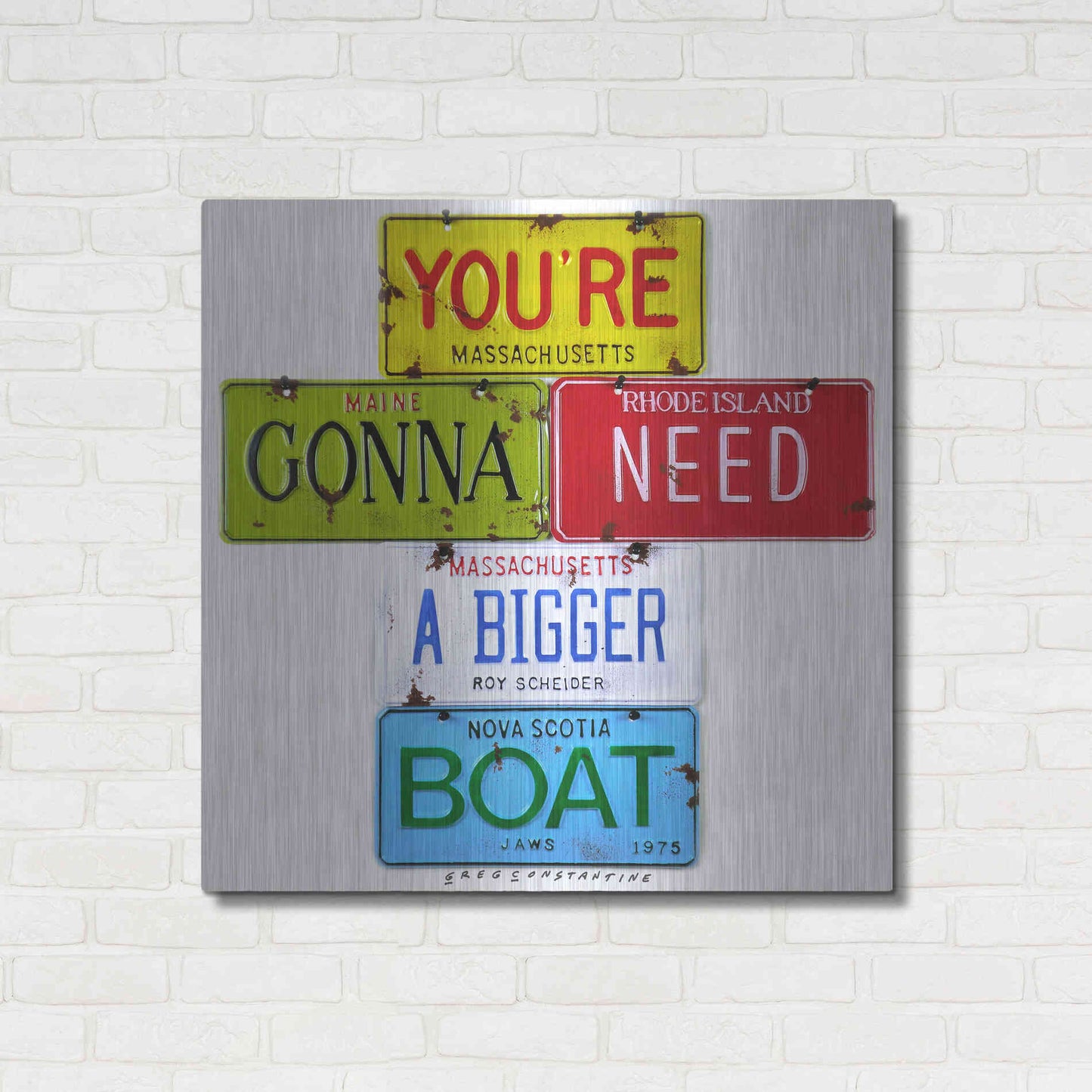 Luxe Metal Art 'Scheider Bigger Boat' by Gregory Constantine, Metal Wall Art,36x36