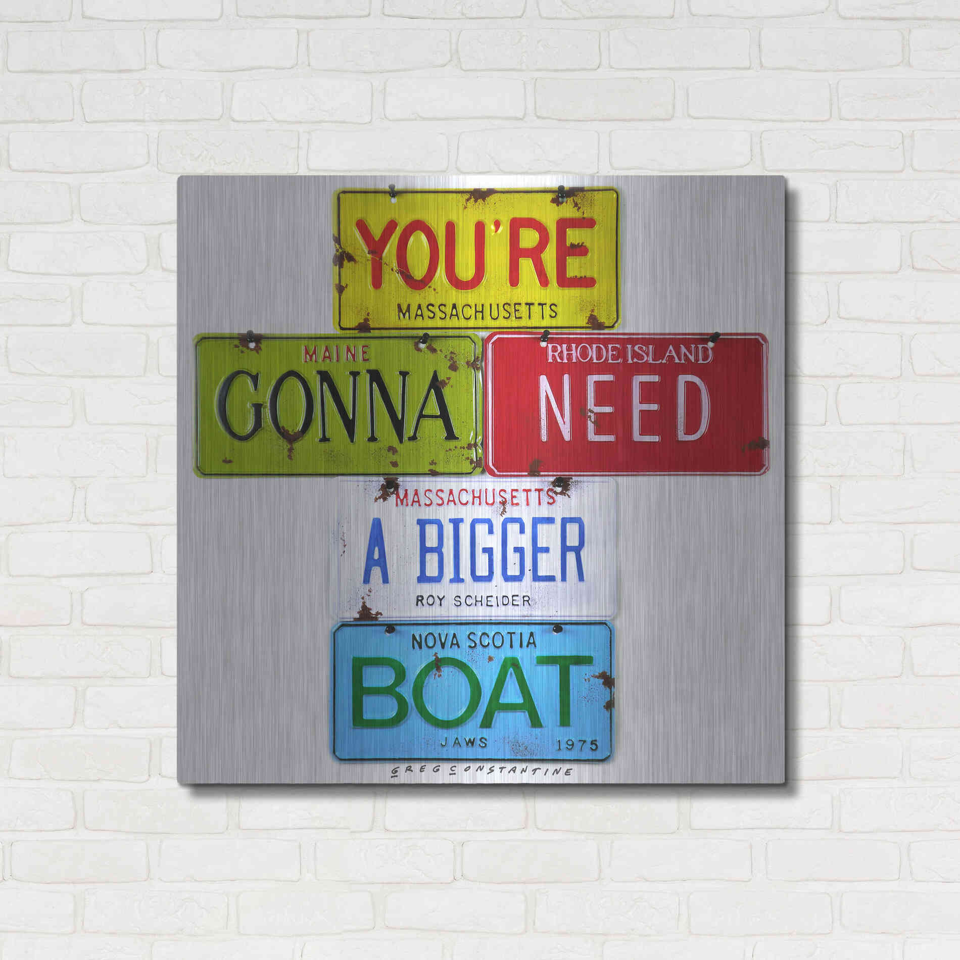 Luxe Metal Art 'Scheider Bigger Boat' by Gregory Constantine, Metal Wall Art,36x36