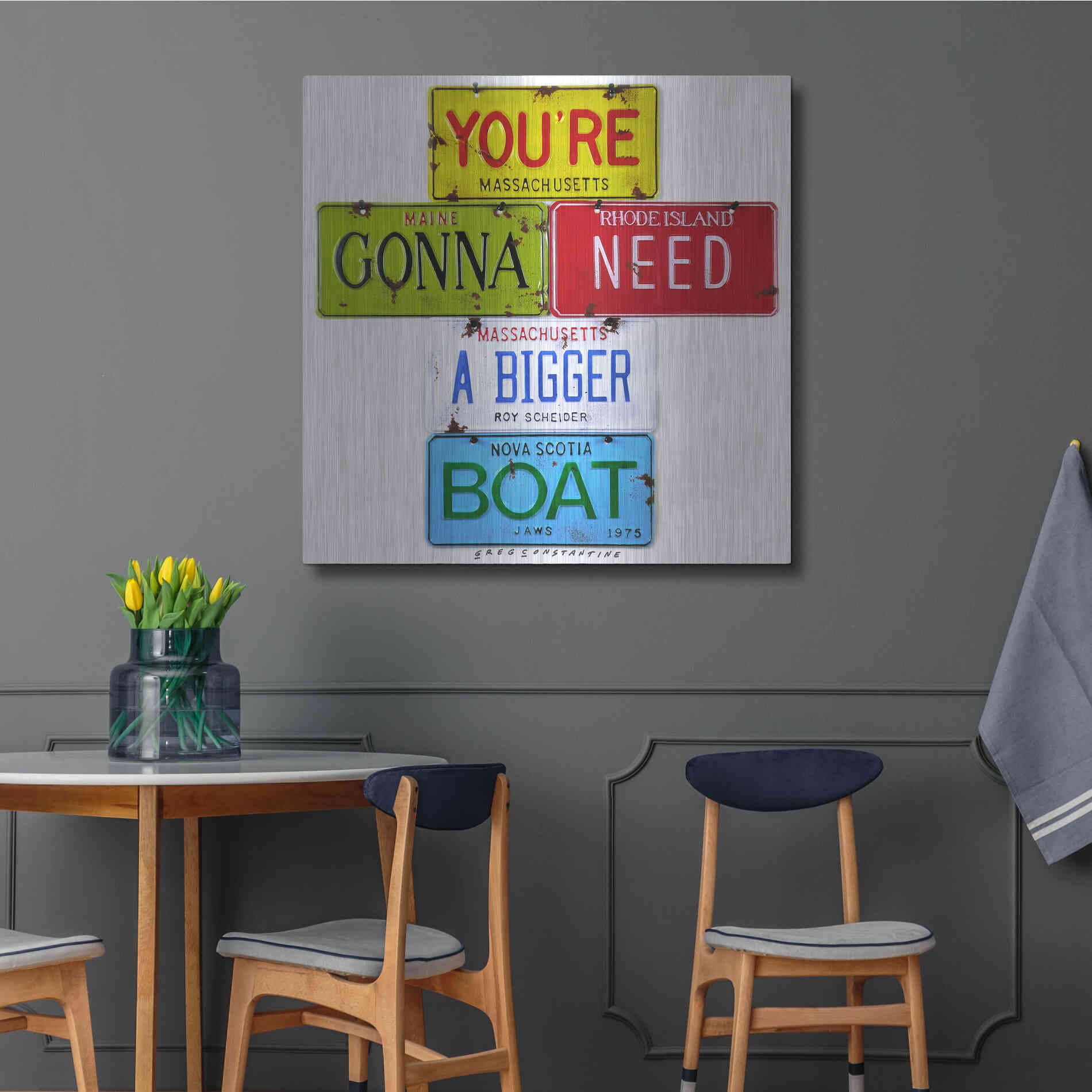Luxe Metal Art 'Scheider Bigger Boat' by Gregory Constantine, Metal Wall Art,36x36