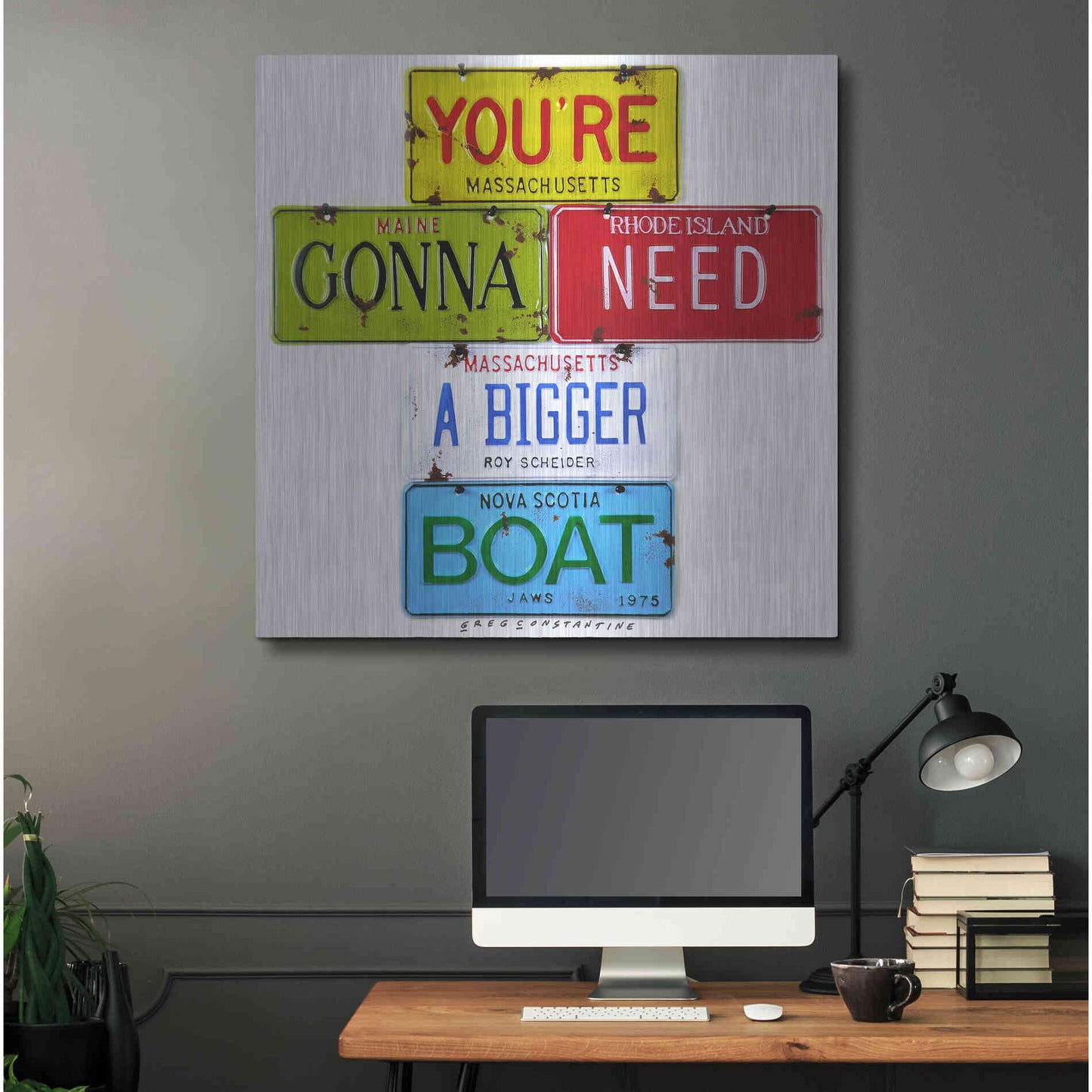 Luxe Metal Art 'Scheider Bigger Boat' by Gregory Constantine, Metal Wall Art,36x36
