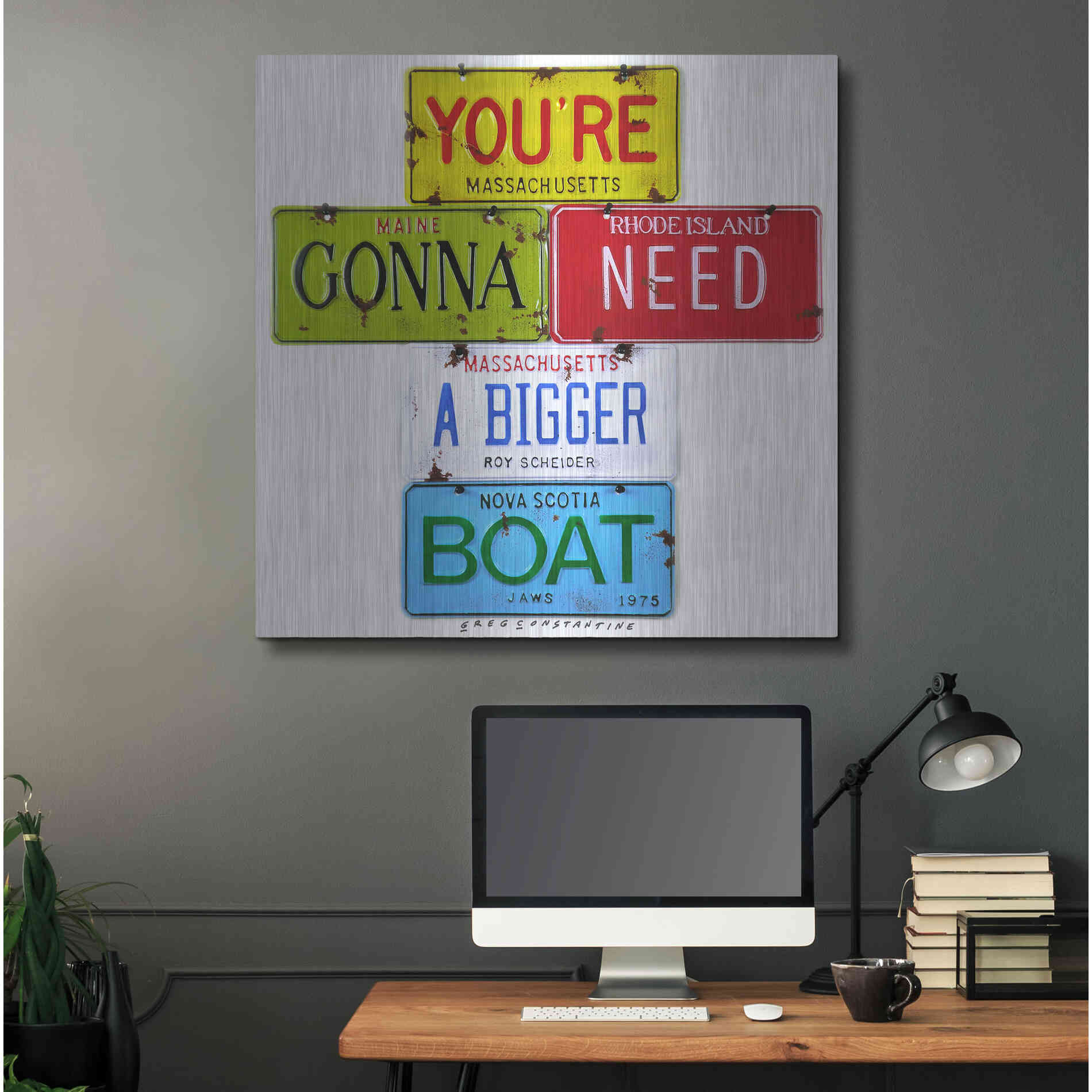 Luxe Metal Art 'Scheider Bigger Boat' by Gregory Constantine, Metal Wall Art,36x36