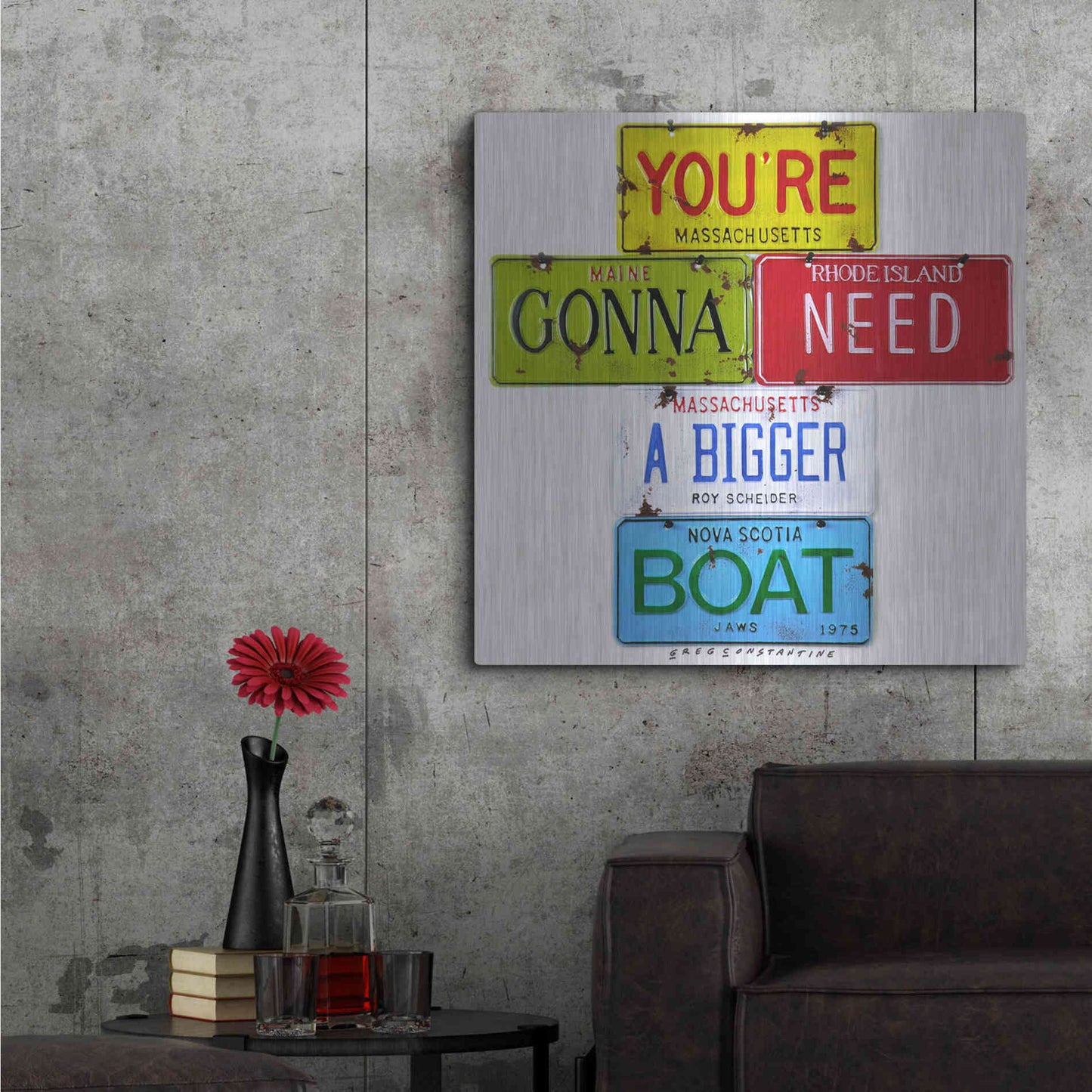 Luxe Metal Art 'Scheider Bigger Boat' by Gregory Constantine, Metal Wall Art,36x36