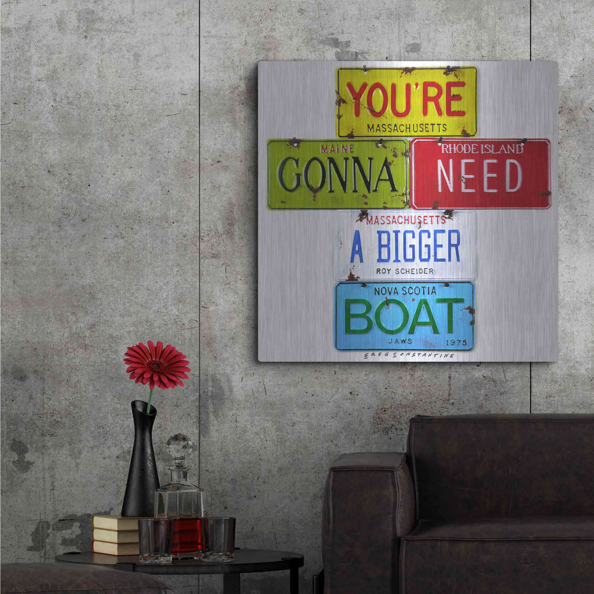Luxe Metal Art 'Scheider Bigger Boat' by Gregory Constantine, Metal Wall Art,36x36