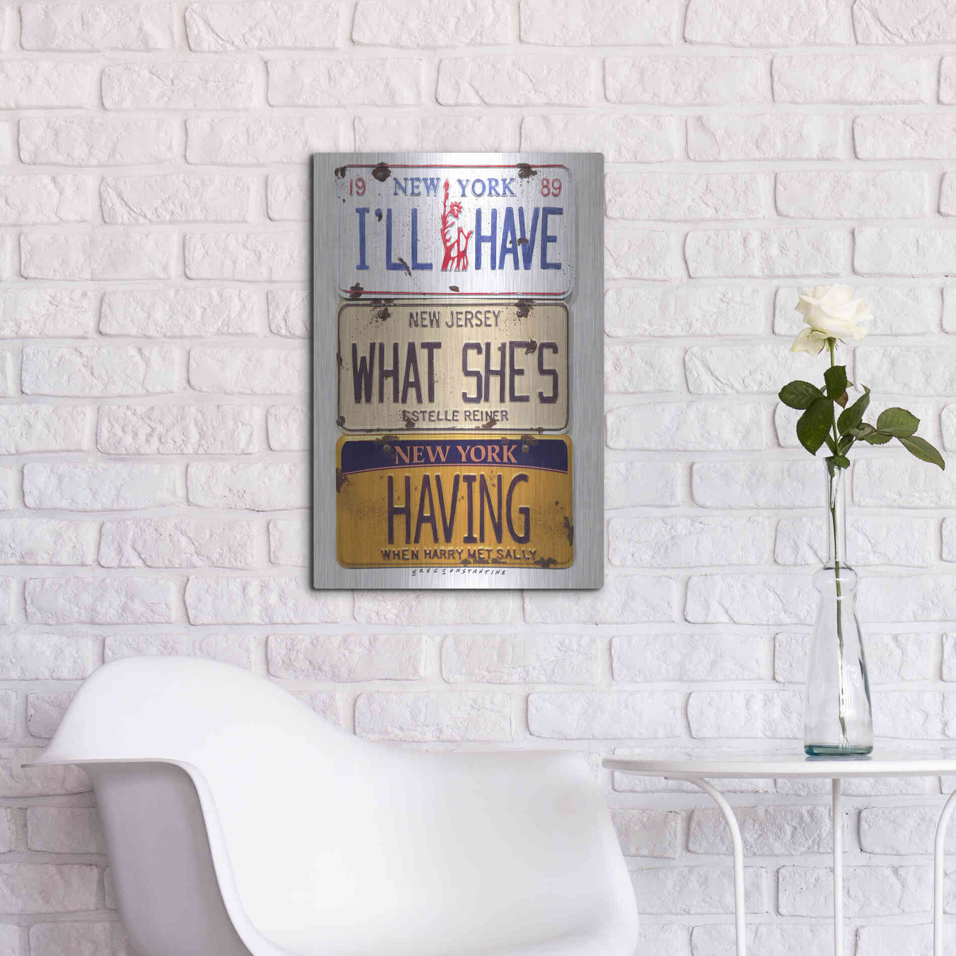 Luxe Metal Art 'Reiner I'll Have' by Gregory Constantine, Metal Wall Art,16x24