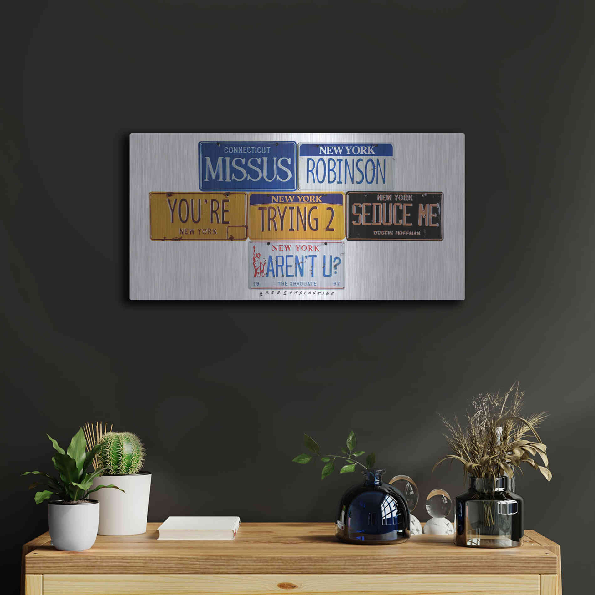 Luxe Metal Art 'Hoffman Missus Robinson' by Gregory Constantine, Metal Wall Art,24x12