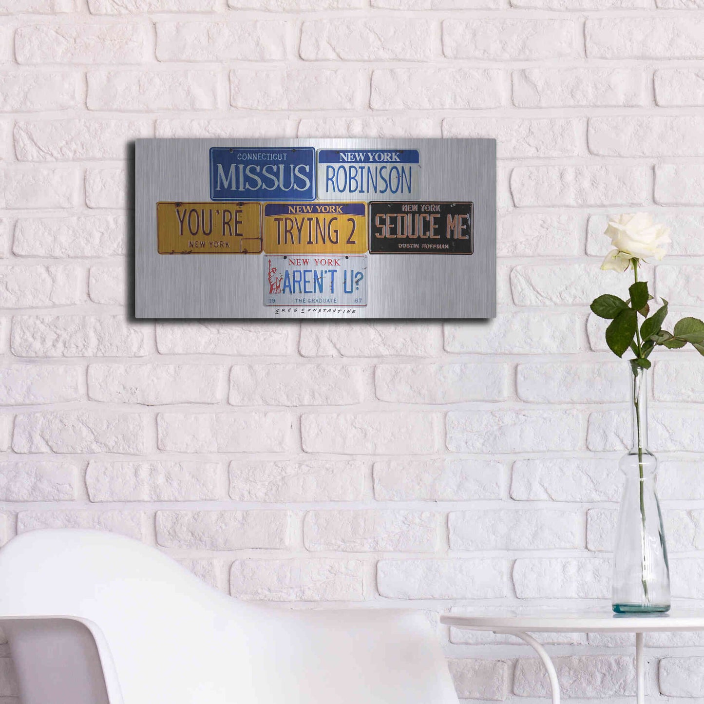 Luxe Metal Art 'Hoffman Missus Robinson' by Gregory Constantine, Metal Wall Art,24x12
