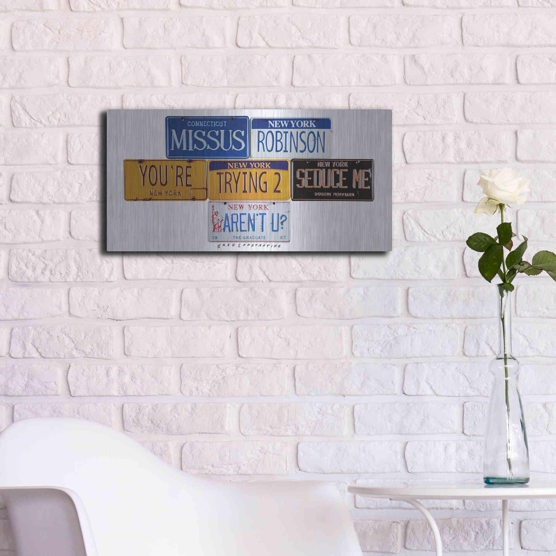 Luxe Metal Art 'Hoffman Missus Robinson' by Gregory Constantine, Metal Wall Art,24x12