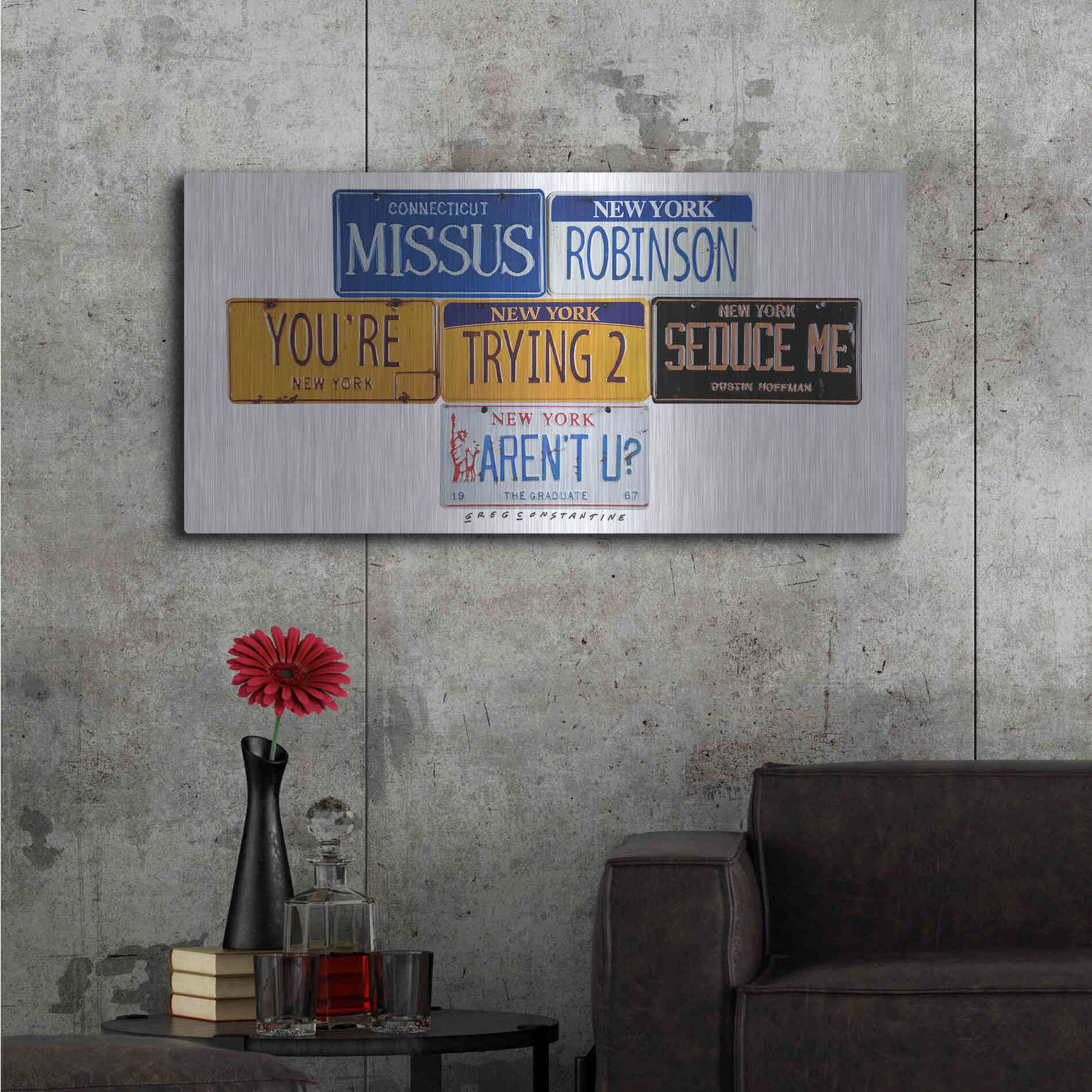 Luxe Metal Art 'Hoffman Missus Robinson' by Gregory Constantine, Metal Wall Art,48x24