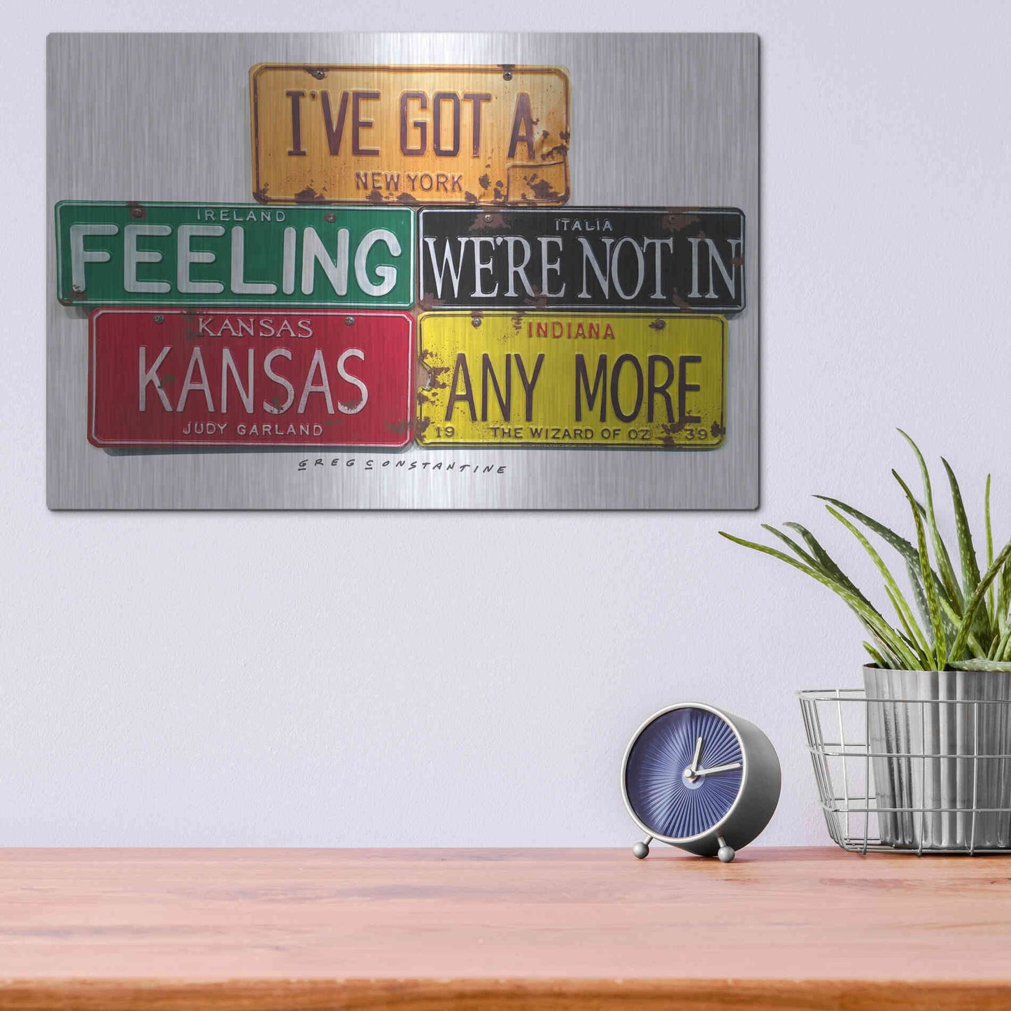 Luxe Metal Art 'Garland Not In Kansas' by Gregory Constantine, Metal Wall Art,16x12