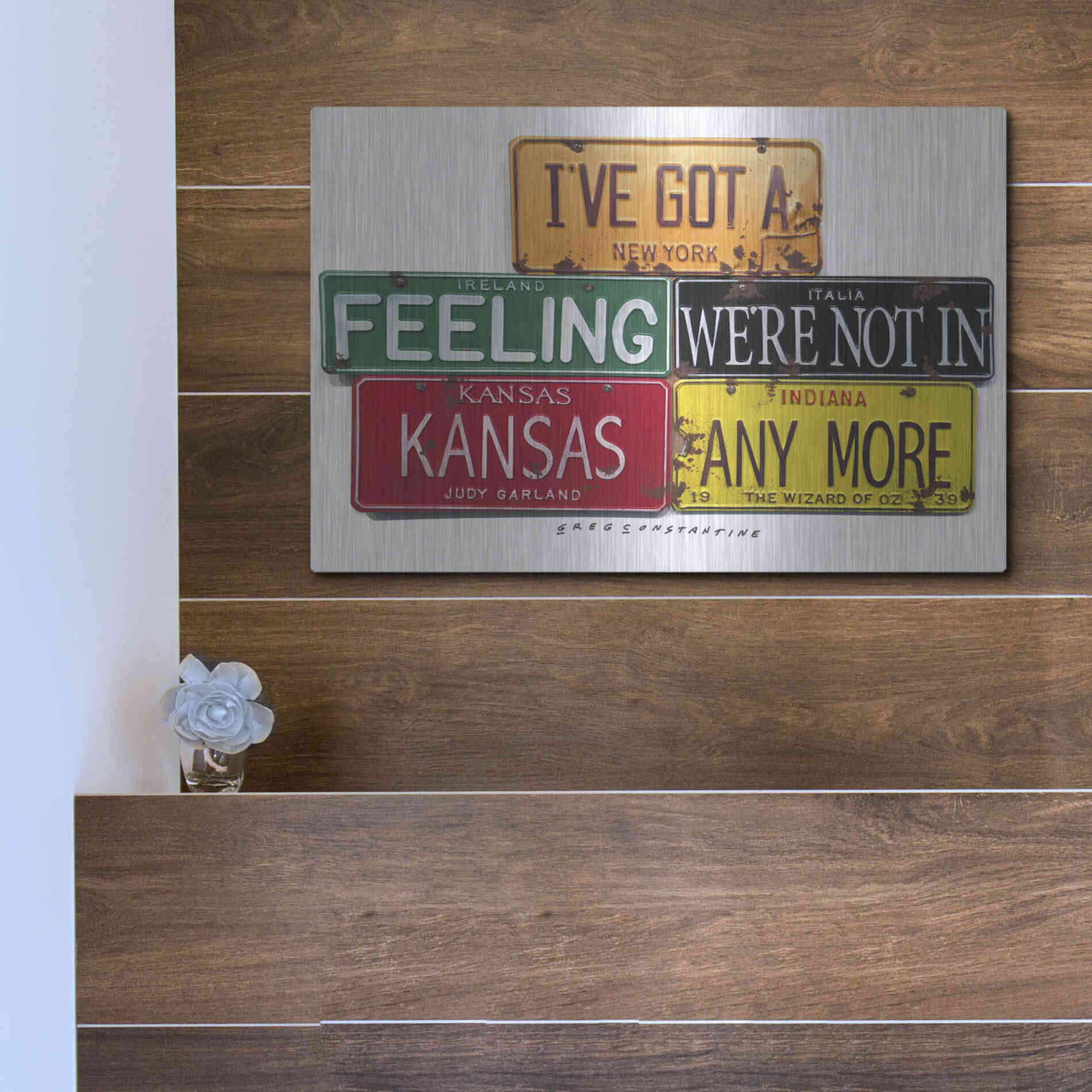 Luxe Metal Art 'Garland Not In Kansas' by Gregory Constantine, Metal Wall Art,16x12