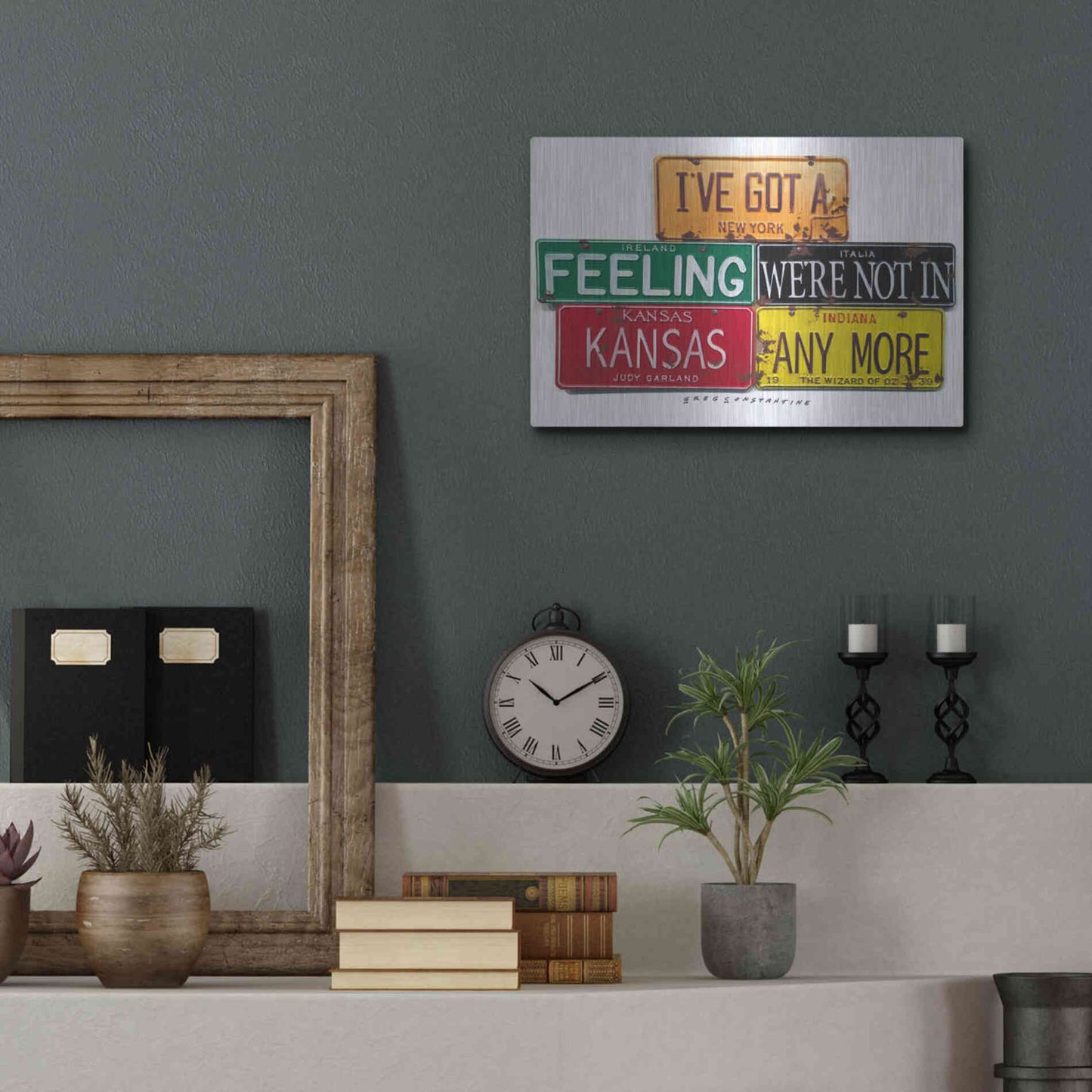 Luxe Metal Art 'Garland Not In Kansas' by Gregory Constantine, Metal Wall Art,16x12
