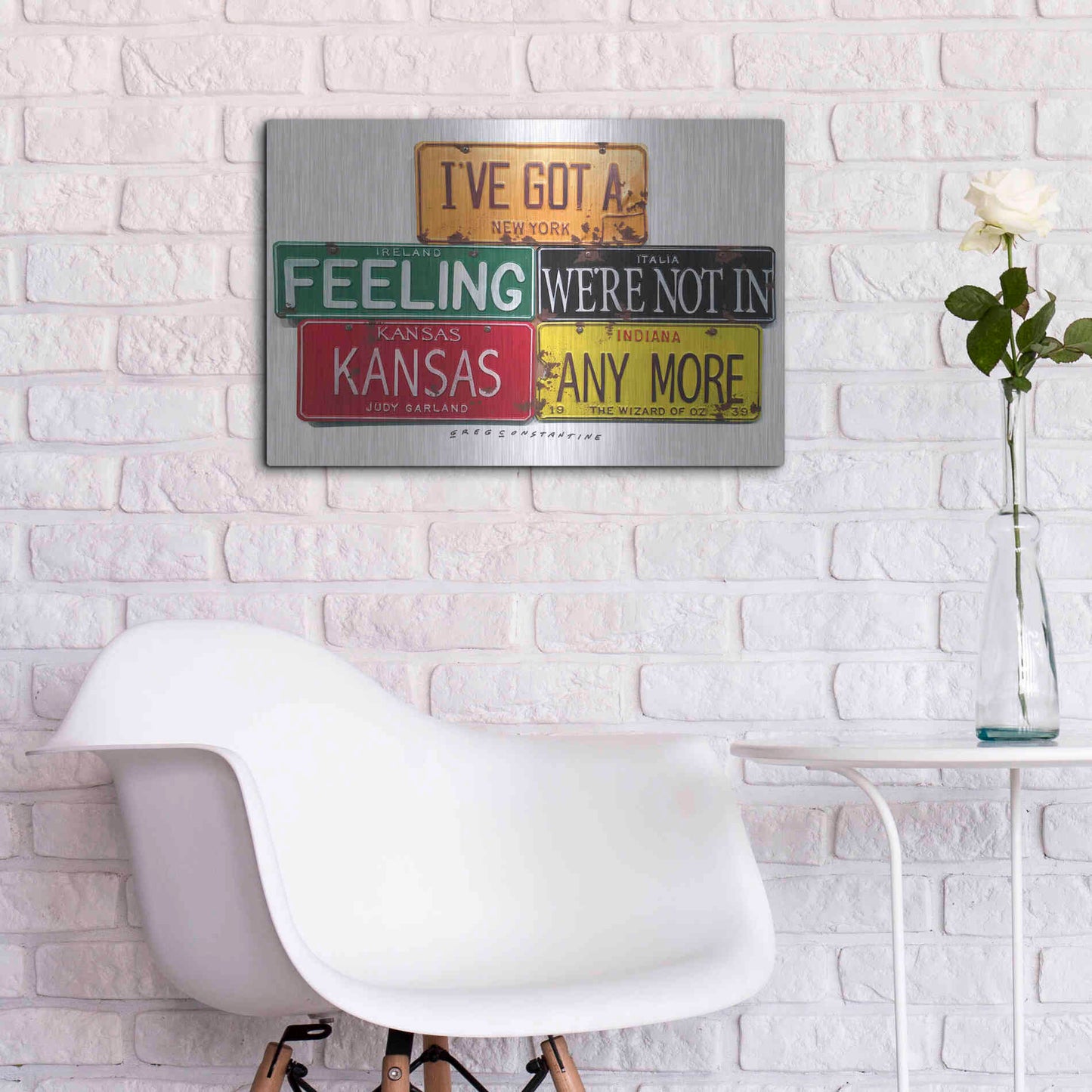 Luxe Metal Art 'Garland Not In Kansas' by Gregory Constantine, Metal Wall Art,24x16