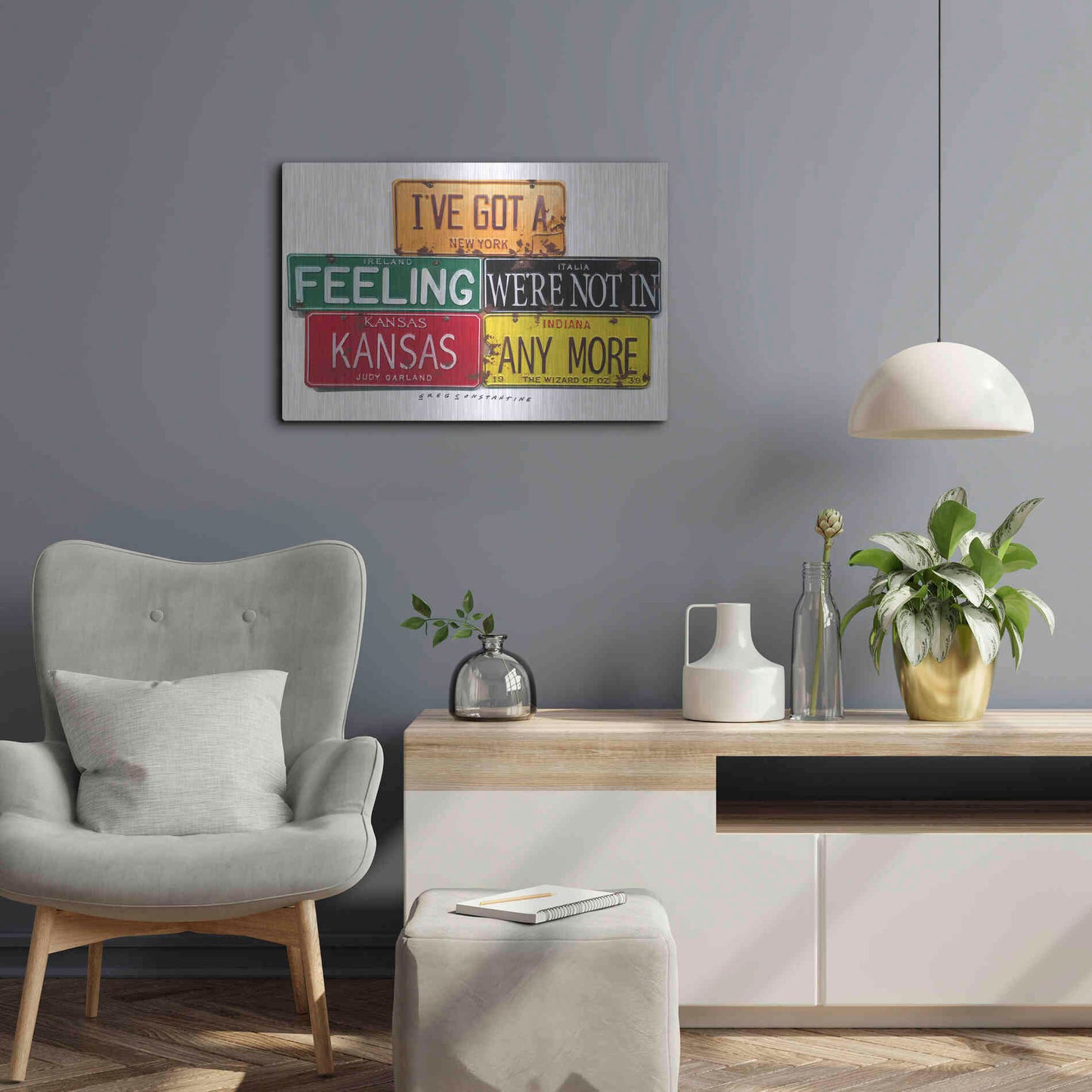Luxe Metal Art 'Garland Not In Kansas' by Gregory Constantine, Metal Wall Art,24x16