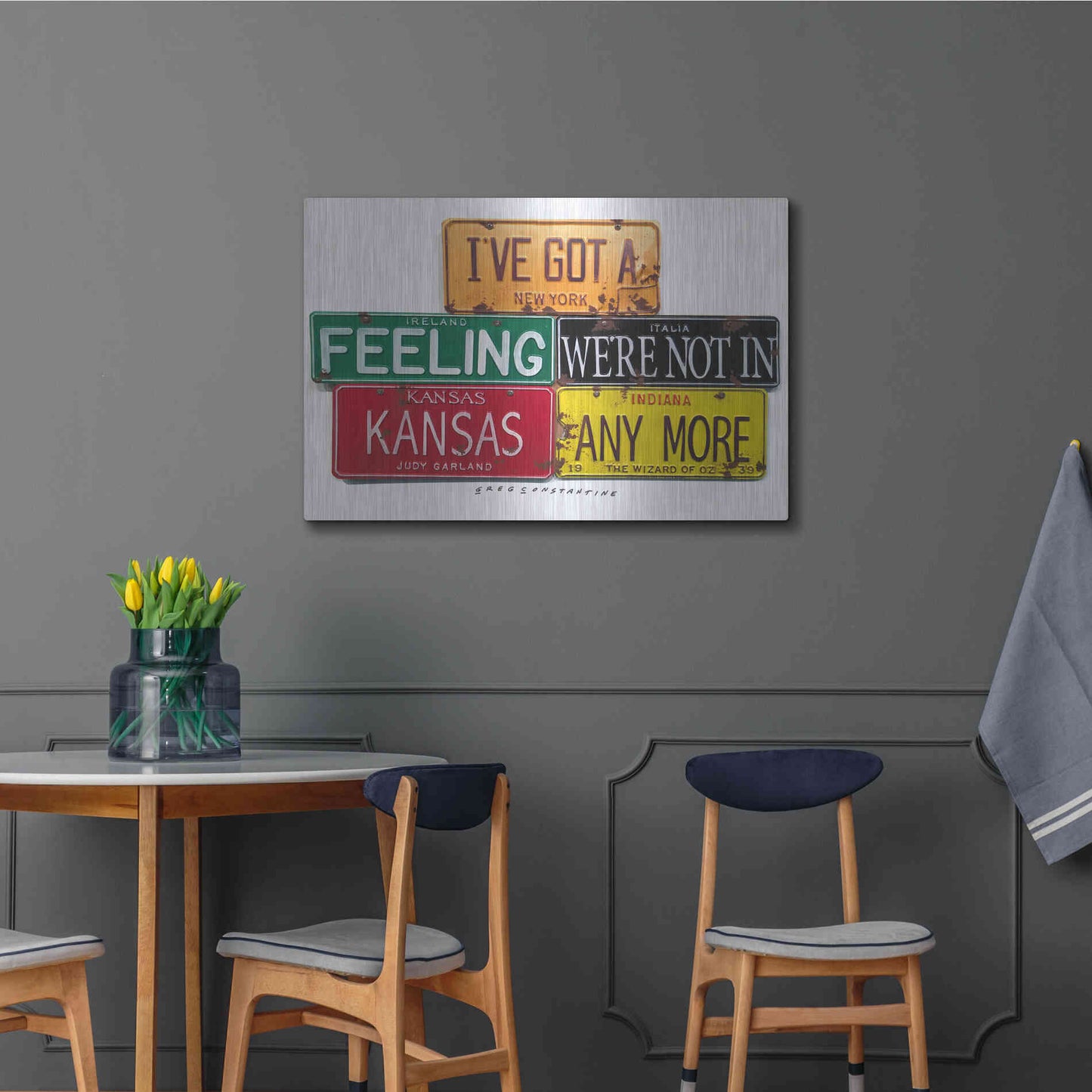Luxe Metal Art 'Garland Not In Kansas' by Gregory Constantine, Metal Wall Art,36x24