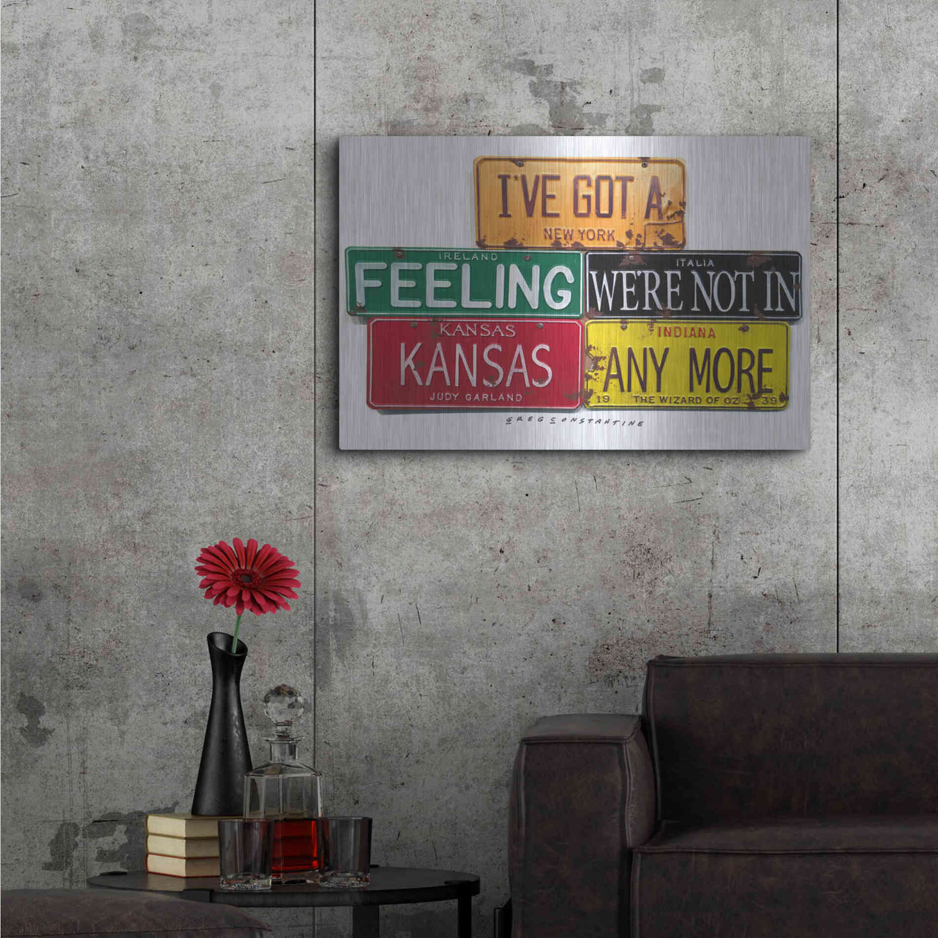 Luxe Metal Art 'Garland Not In Kansas' by Gregory Constantine, Metal Wall Art,36x24