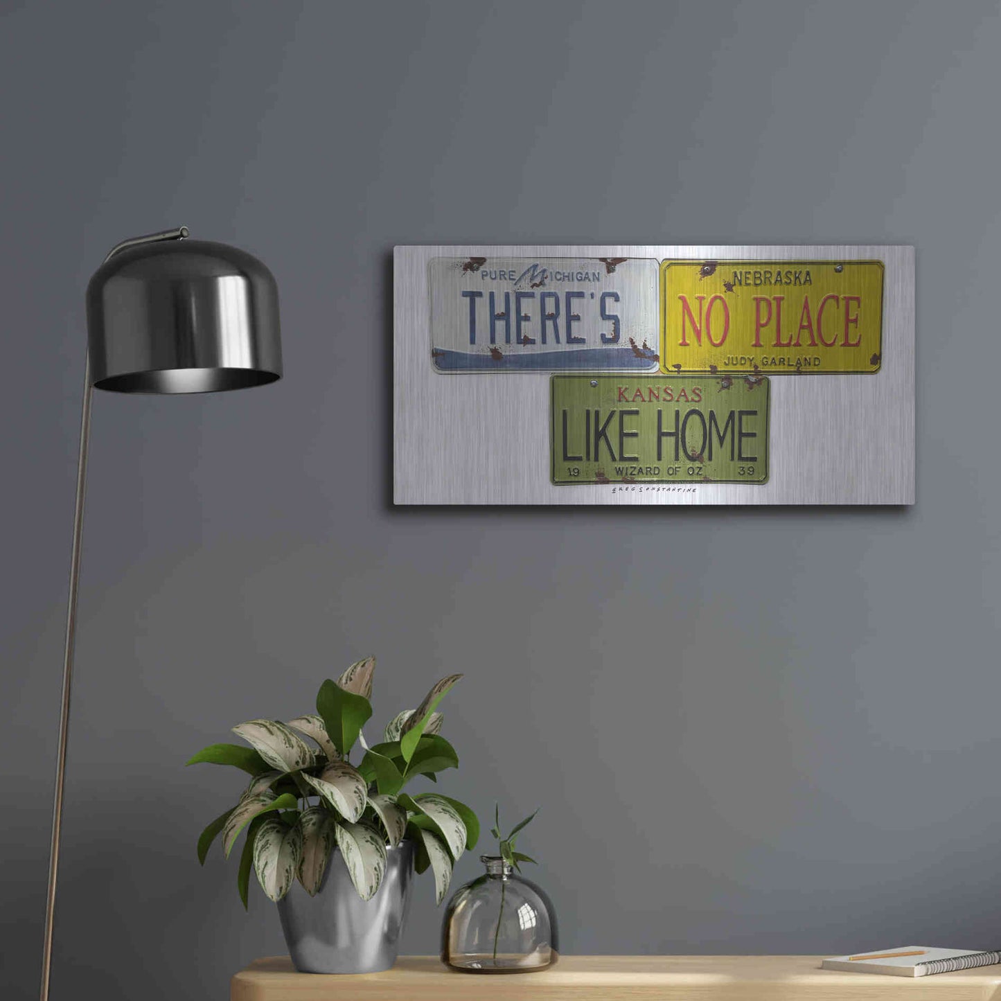 Luxe Metal Art 'Garland Like Home' by Gregory Constantine, Metal Wall Art,24x12