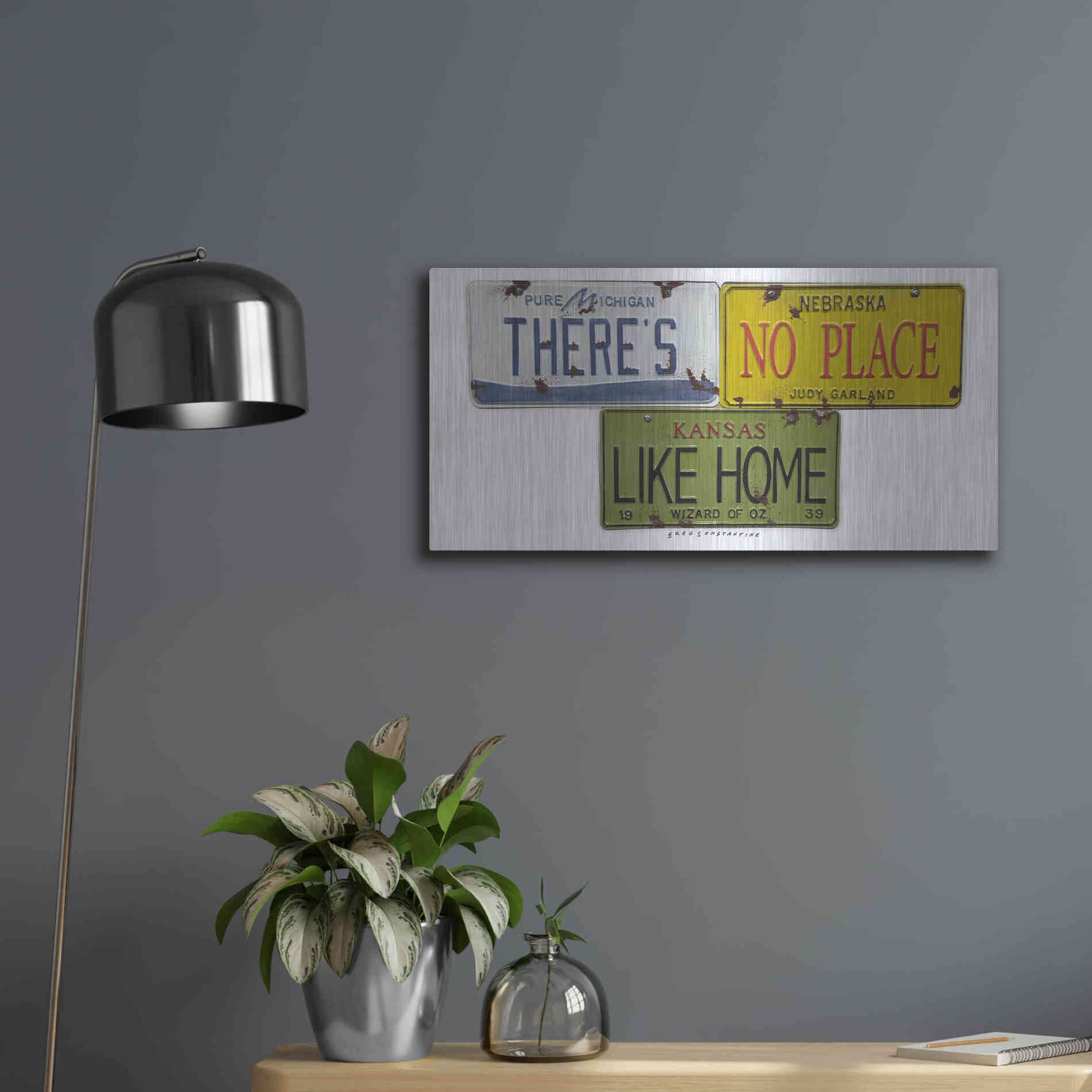 Luxe Metal Art 'Garland Like Home' by Gregory Constantine, Metal Wall Art,24x12