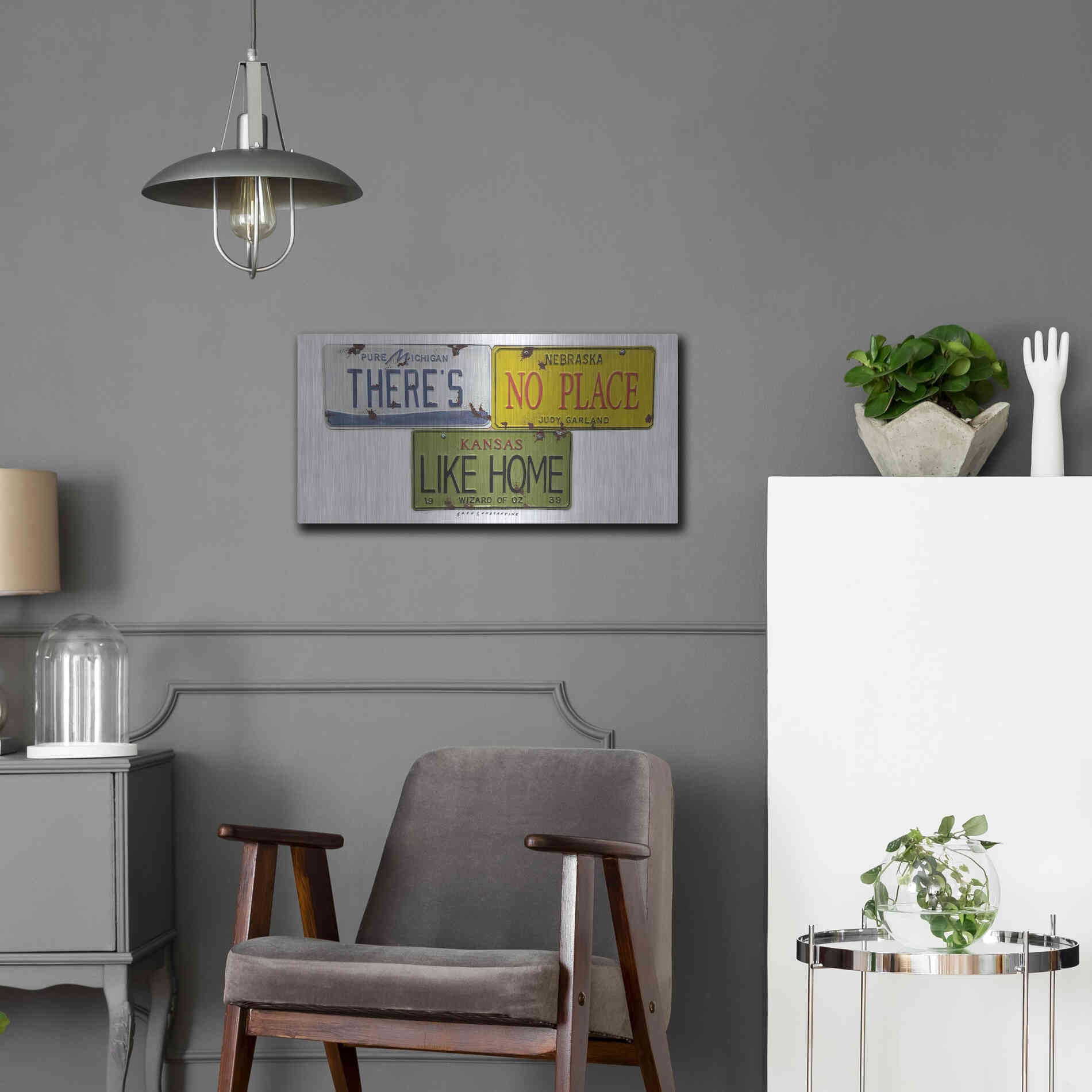 Luxe Metal Art 'Garland Like Home' by Gregory Constantine, Metal Wall Art,24x12