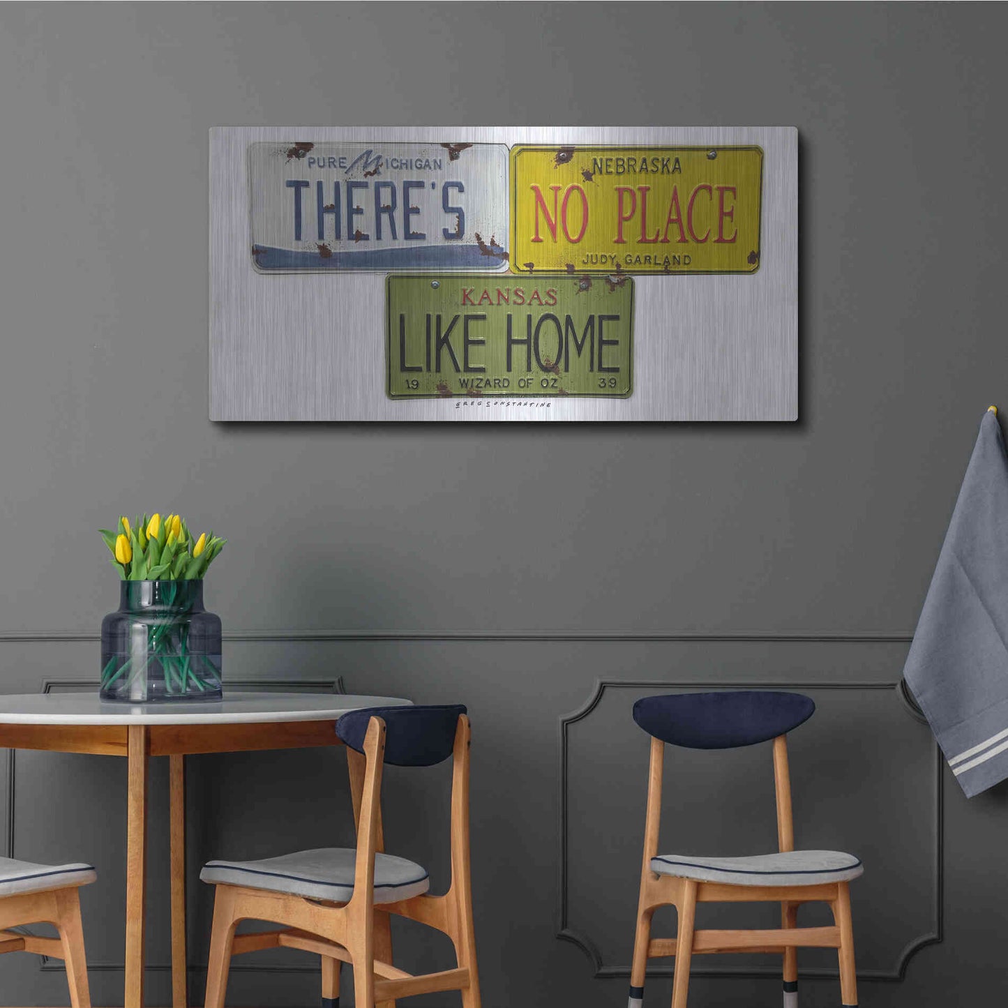 Luxe Metal Art 'Garland Like Home' by Gregory Constantine, Metal Wall Art,48x24