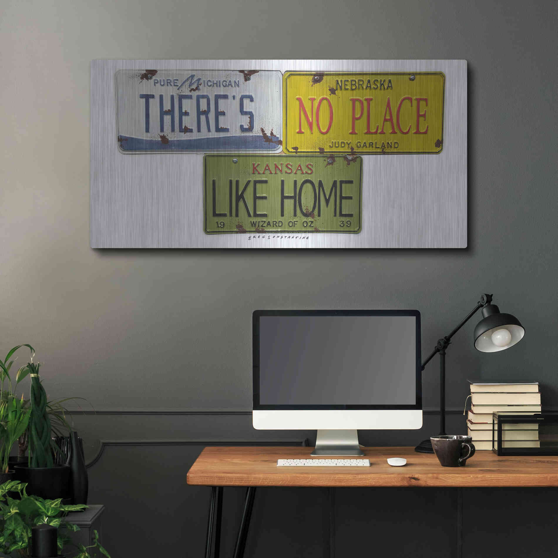 Luxe Metal Art 'Garland Like Home' by Gregory Constantine, Metal Wall Art,48x24