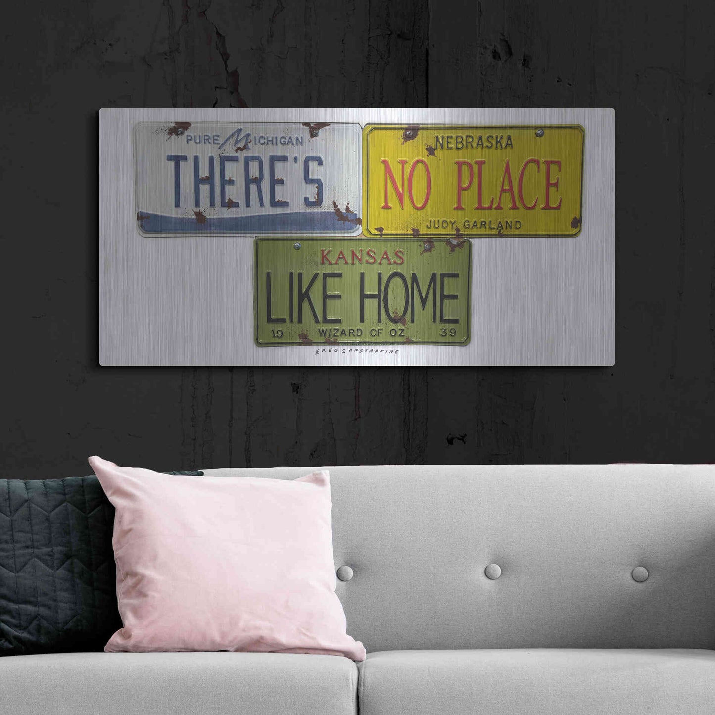 Luxe Metal Art 'Garland Like Home' by Gregory Constantine, Metal Wall Art,48x24