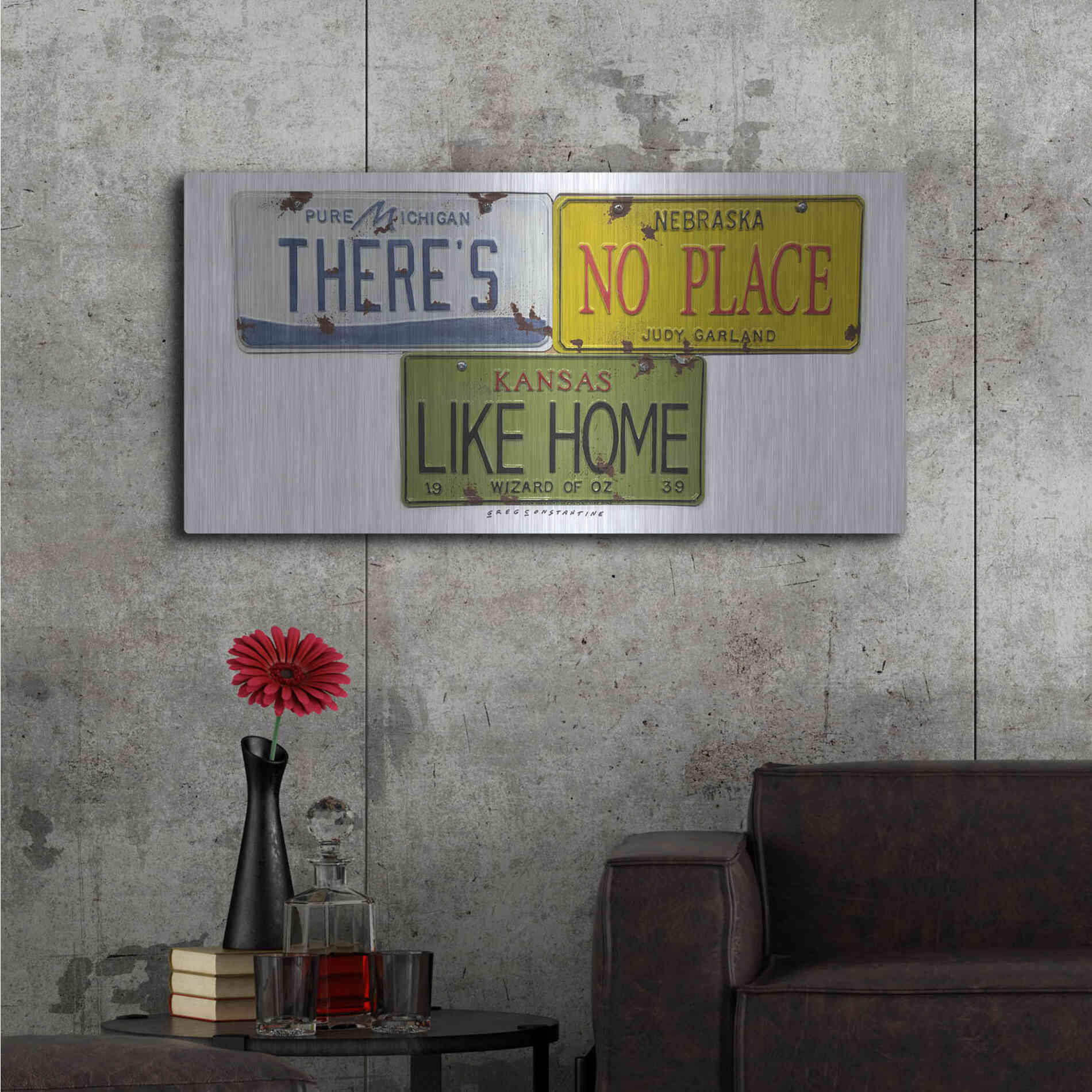 Luxe Metal Art 'Garland Like Home' by Gregory Constantine, Metal Wall Art,48x24