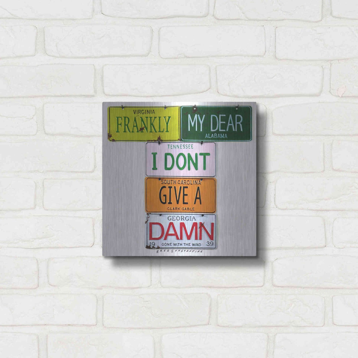 Luxe Metal Art 'Gable Frankly My Dear' by Gregory Constantine, Metal Wall Art,12x12