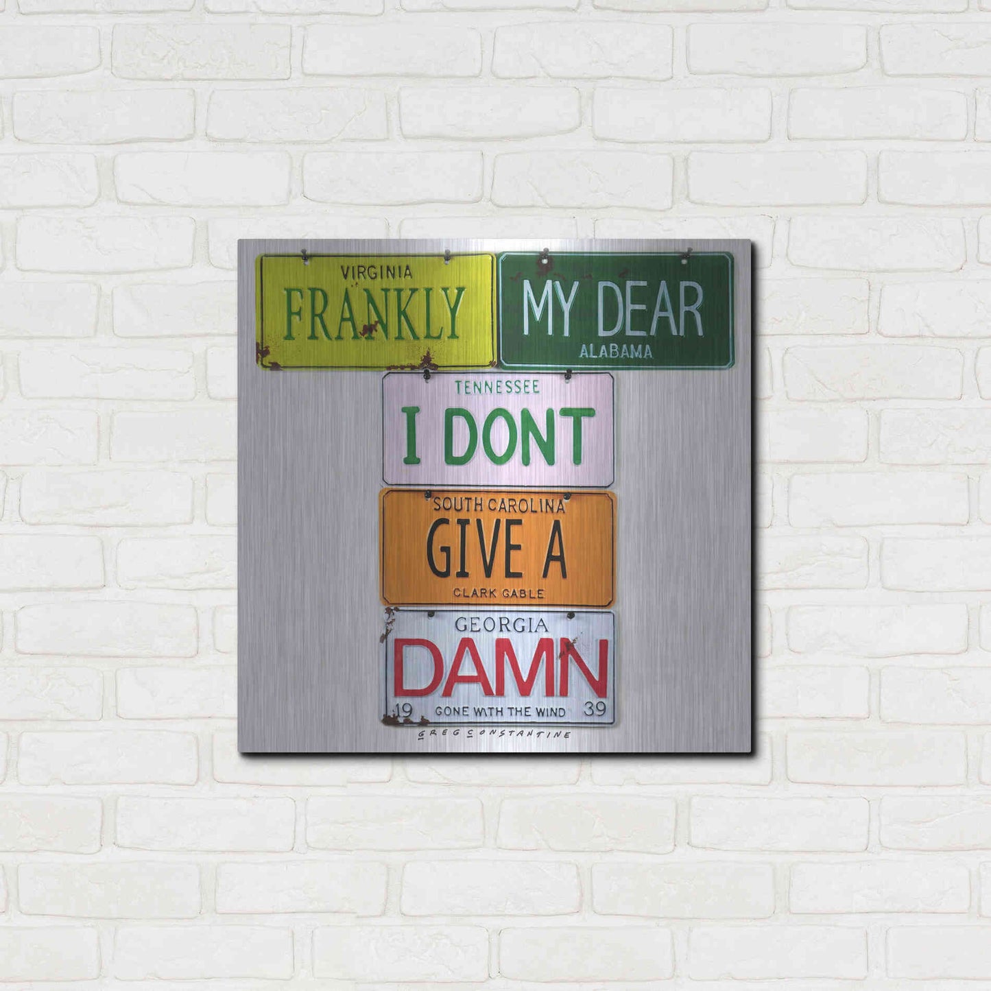 Luxe Metal Art 'Gable Frankly My Dear' by Gregory Constantine, Metal Wall Art,24x24