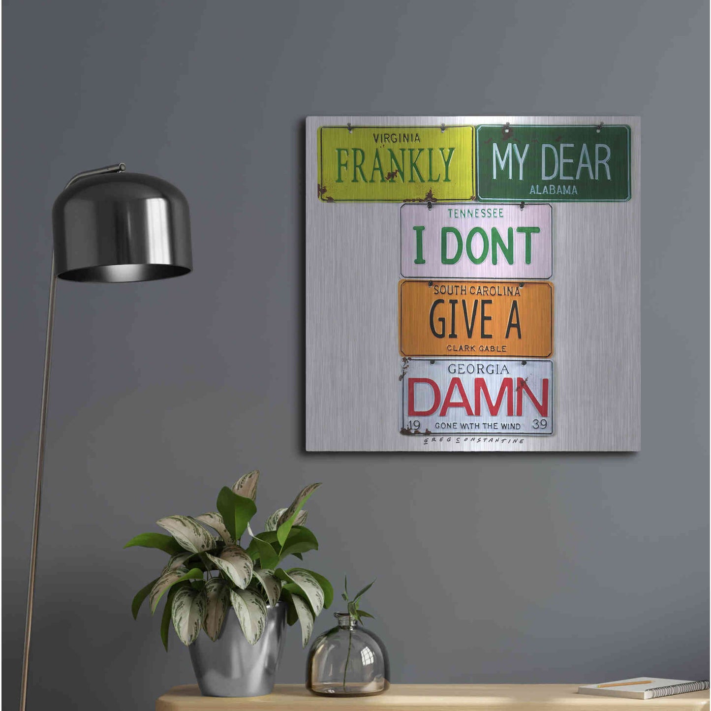 Luxe Metal Art 'Gable Frankly My Dear' by Gregory Constantine, Metal Wall Art,24x24