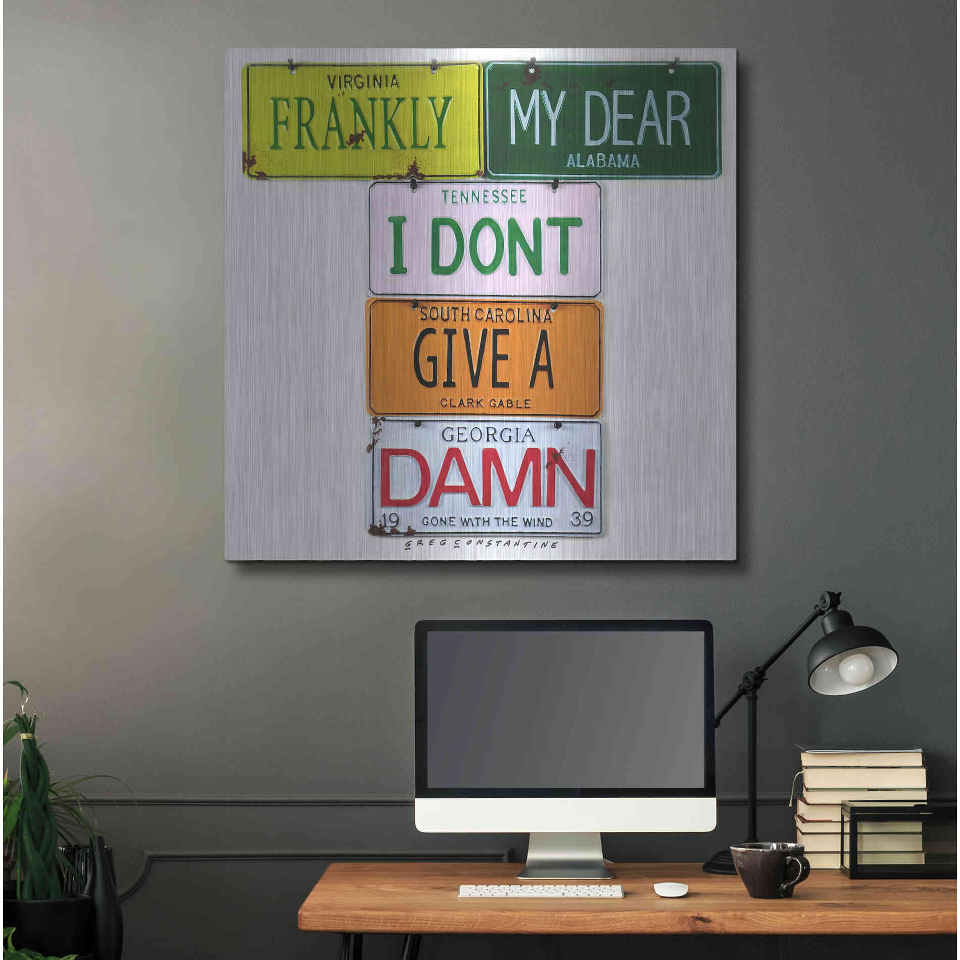 Luxe Metal Art 'Gable Frankly My Dear' by Gregory Constantine, Metal Wall Art,36x36