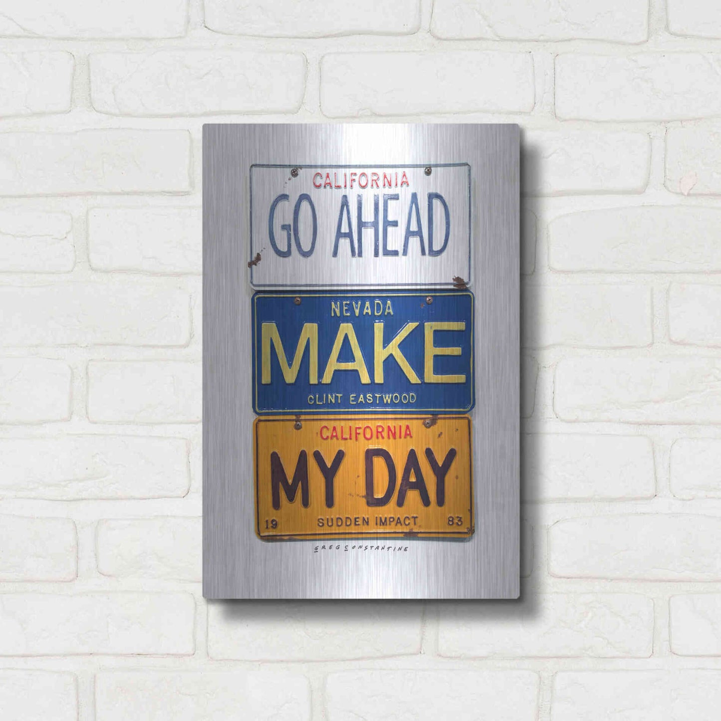Luxe Metal Art 'Eastwood Make My Day' by Gregory Constantine, Metal Wall Art,12x16