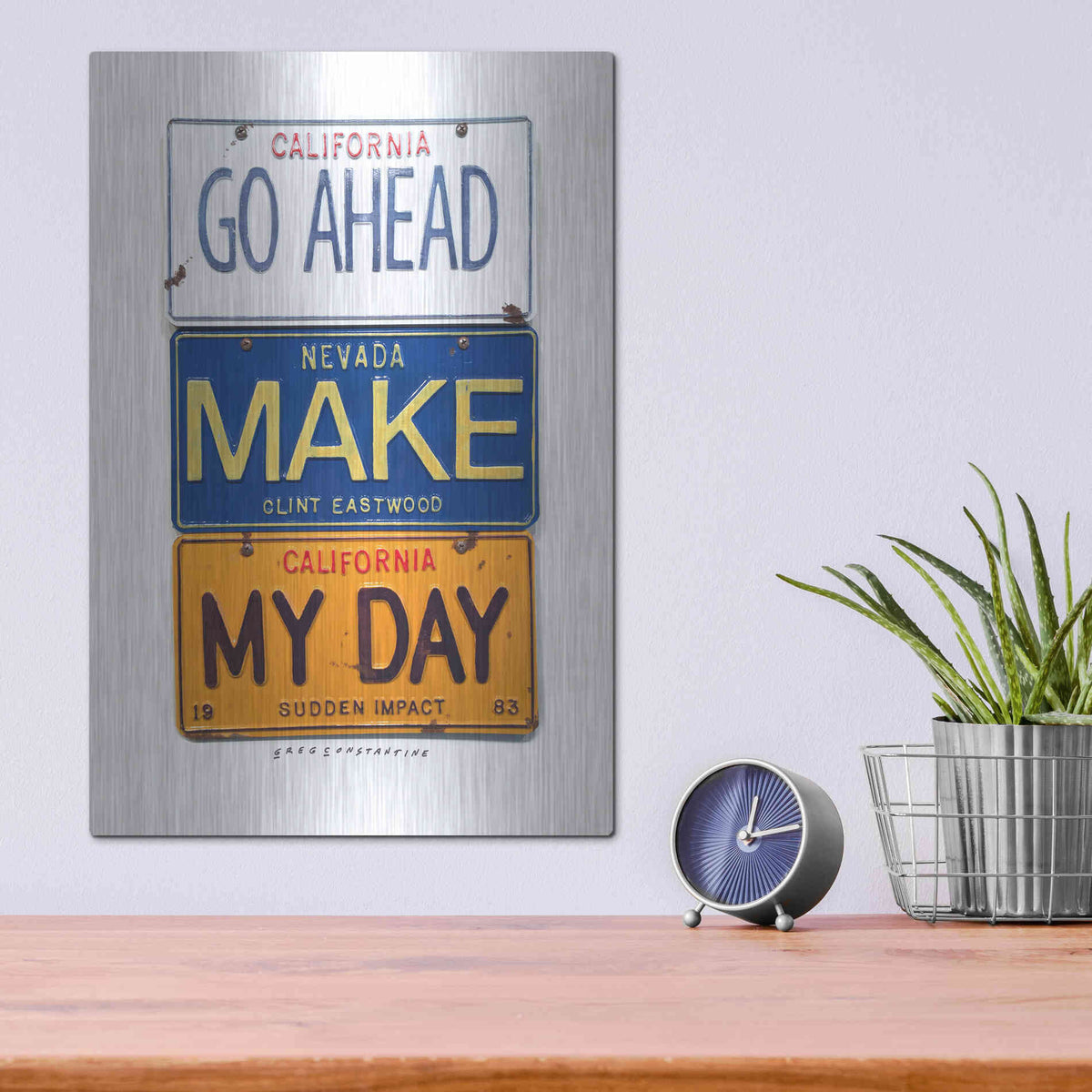 Luxe Metal Art 'Eastwood Make My Day' by Gregory Constantine, Metal Wall Art,12x16
