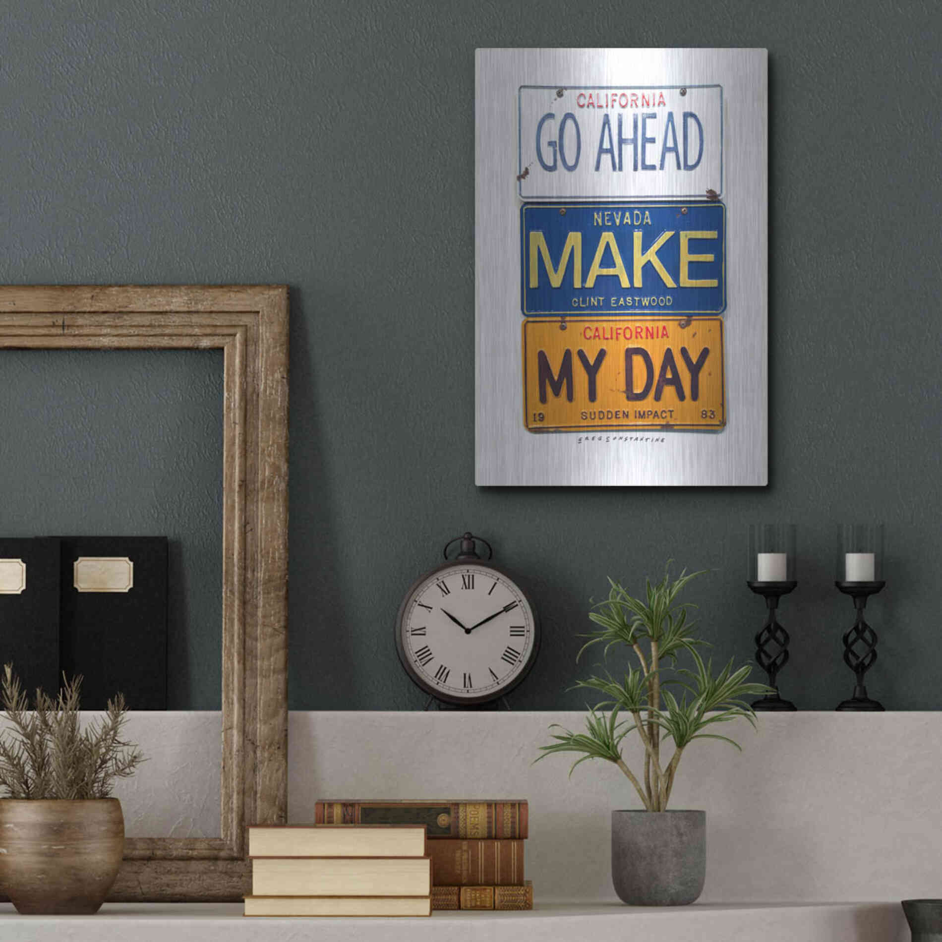 Luxe Metal Art 'Eastwood Make My Day' by Gregory Constantine, Metal Wall Art,12x16