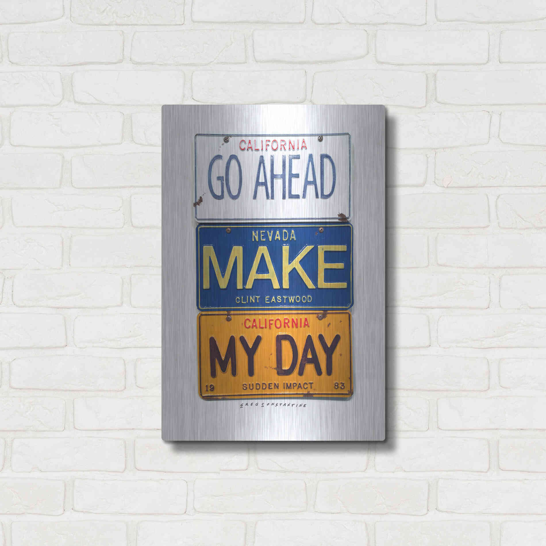 Luxe Metal Art 'Eastwood Make My Day' by Gregory Constantine, Metal Wall Art,16x24