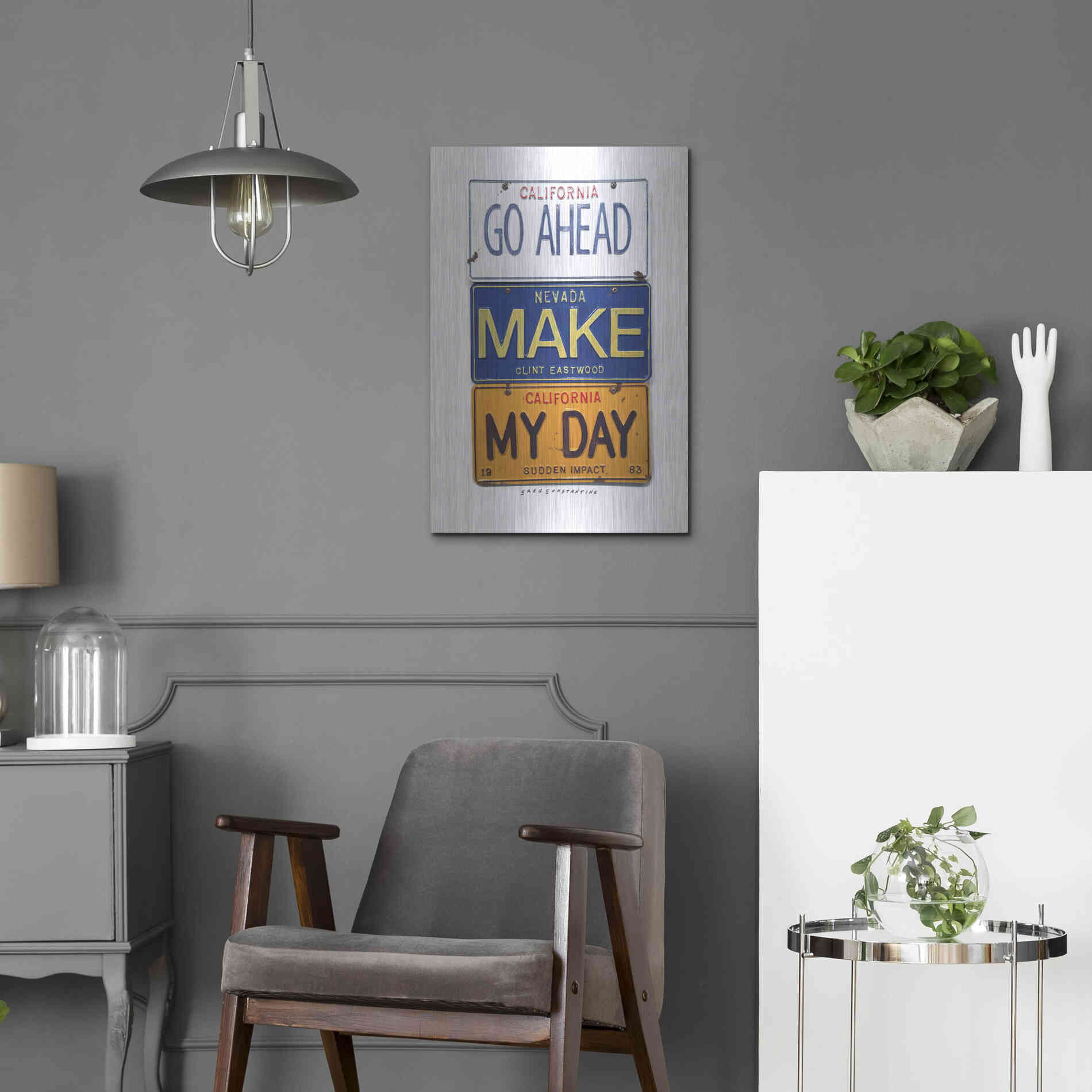 Luxe Metal Art 'Eastwood Make My Day' by Gregory Constantine, Metal Wall Art,16x24