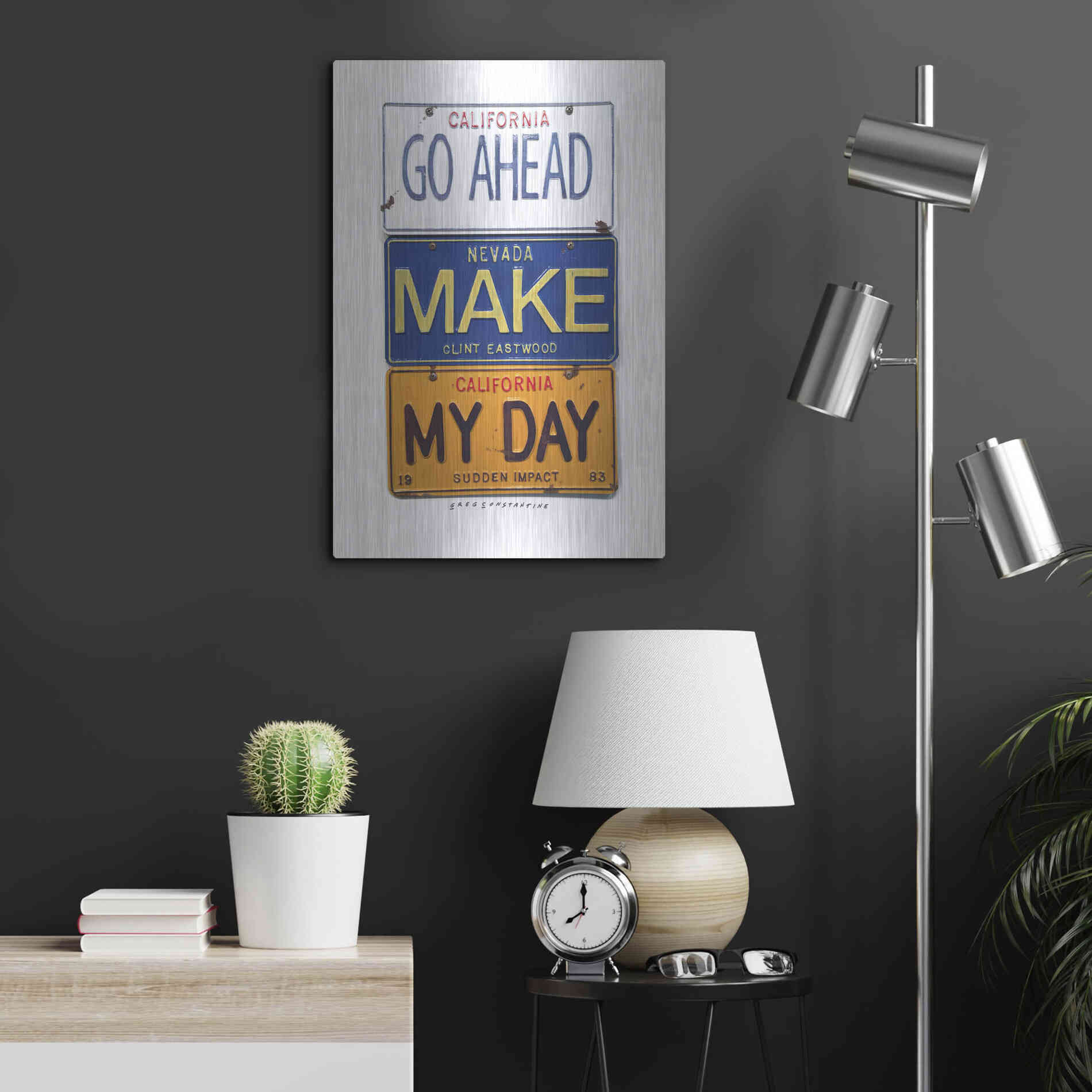 Luxe Metal Art 'Eastwood Make My Day' by Gregory Constantine, Metal Wall Art,16x24