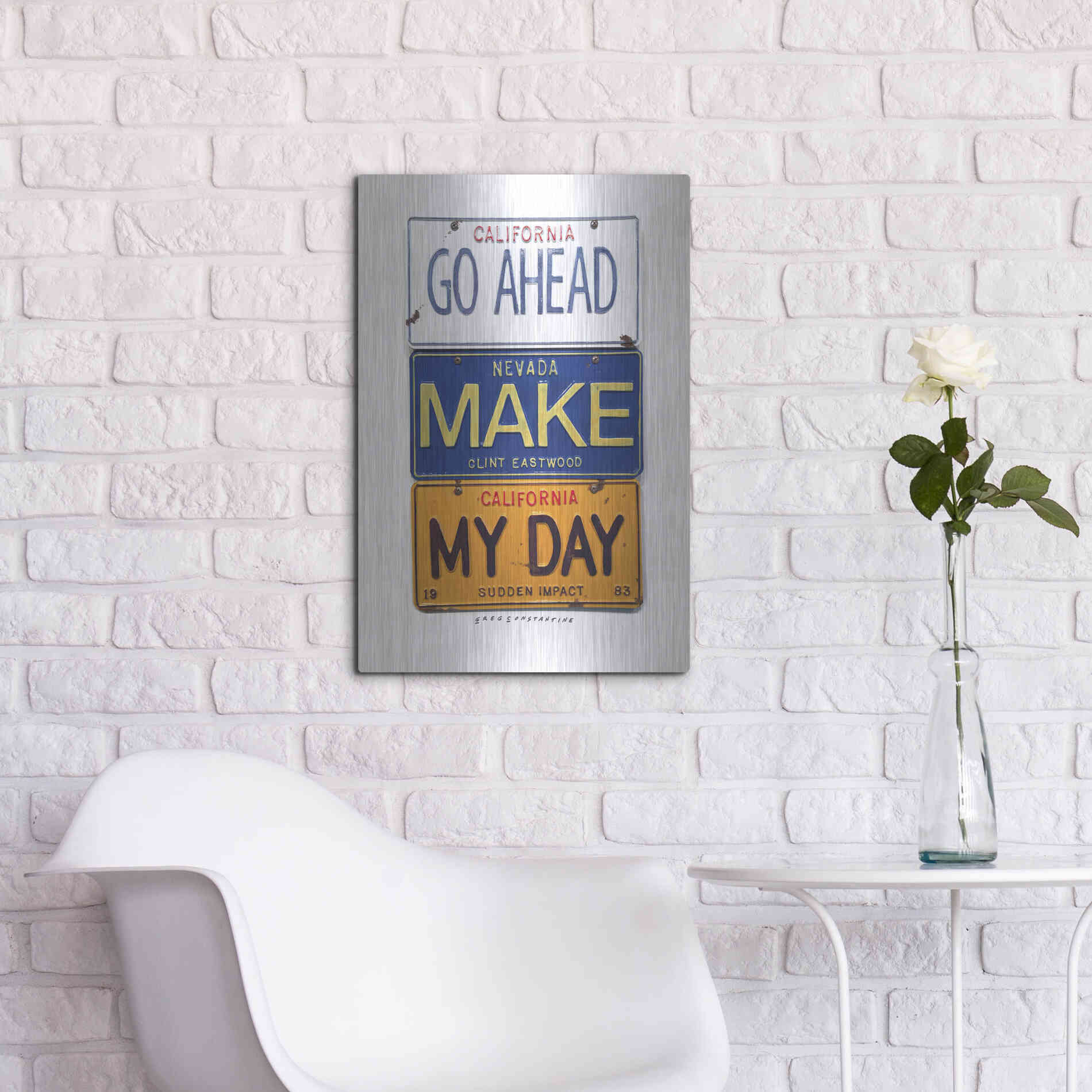 Luxe Metal Art 'Eastwood Make My Day' by Gregory Constantine, Metal Wall Art,16x24